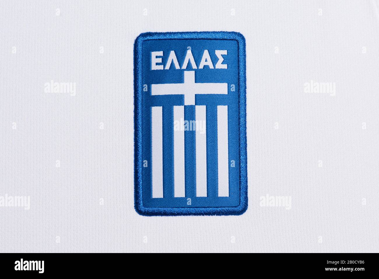 Close up of Greece National football team Nike kit 2020 Stock Photo