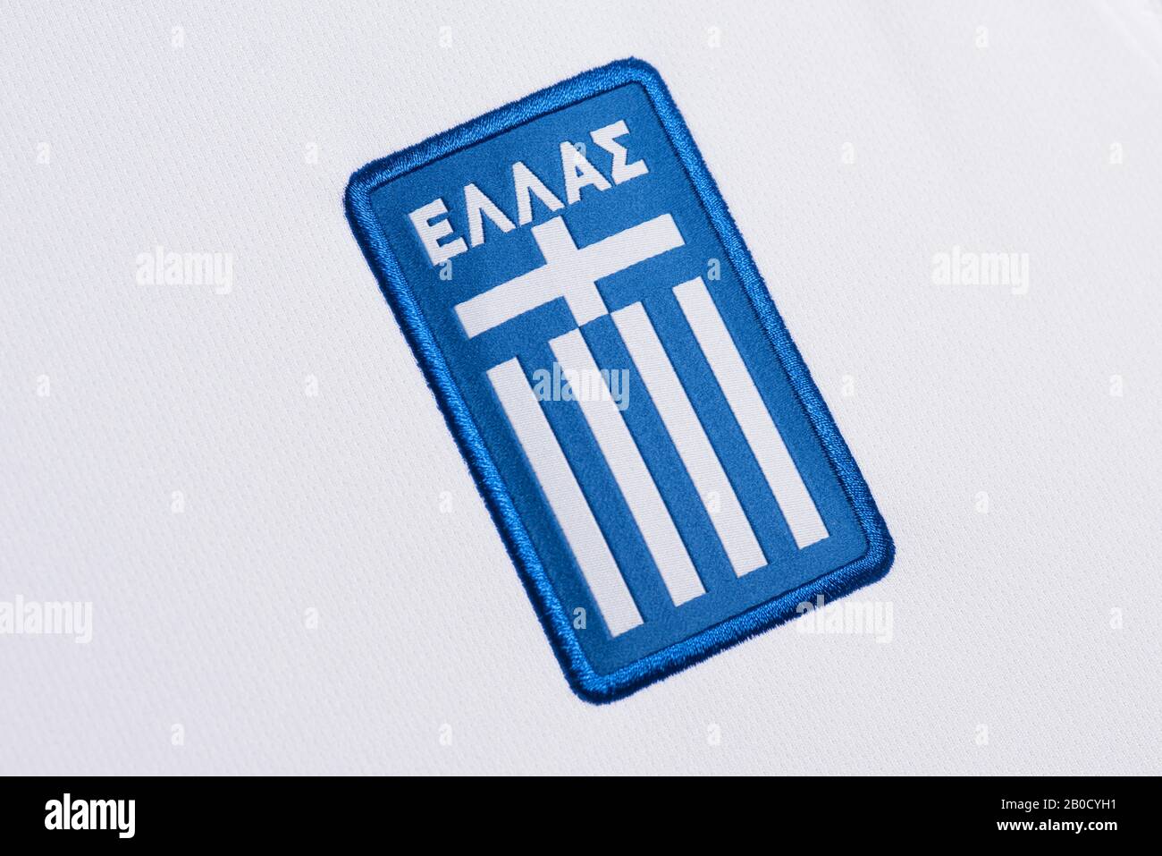 Close up of Greece National football team Nike kit 2020 Stock Photo