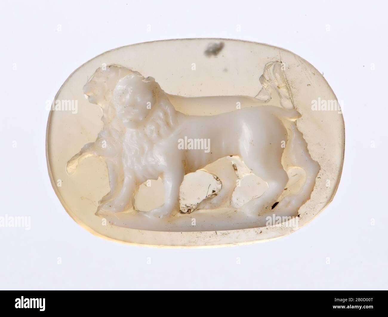 Vz: two lions running to the left, overlapping, baseline, cameo, sardonyx, 2 layers, Color: white Stock Photo