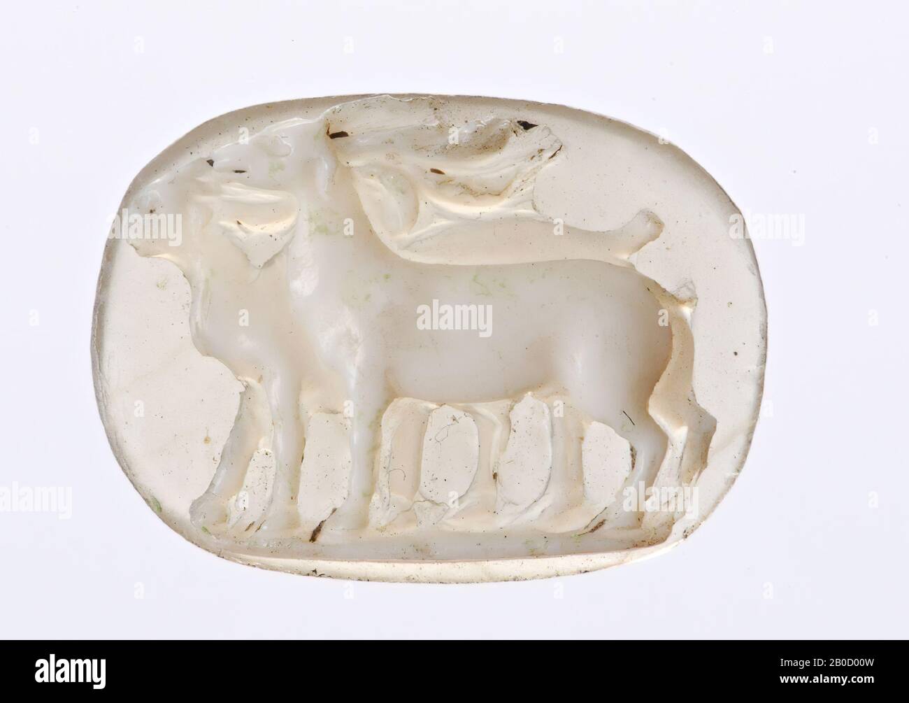 Vz: two deers running to the left, overlapping, baseline, cameo, sardonyx, 2 layers, Color: white Stock Photo