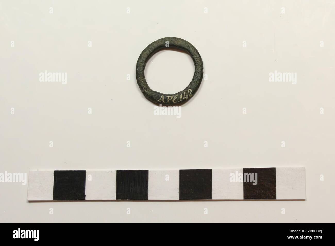 ring, metal, bronze, 2.1 x 2.0 x 0.1 cm, medieval, Germany, unknown, unknown, Andernach Stock Photo