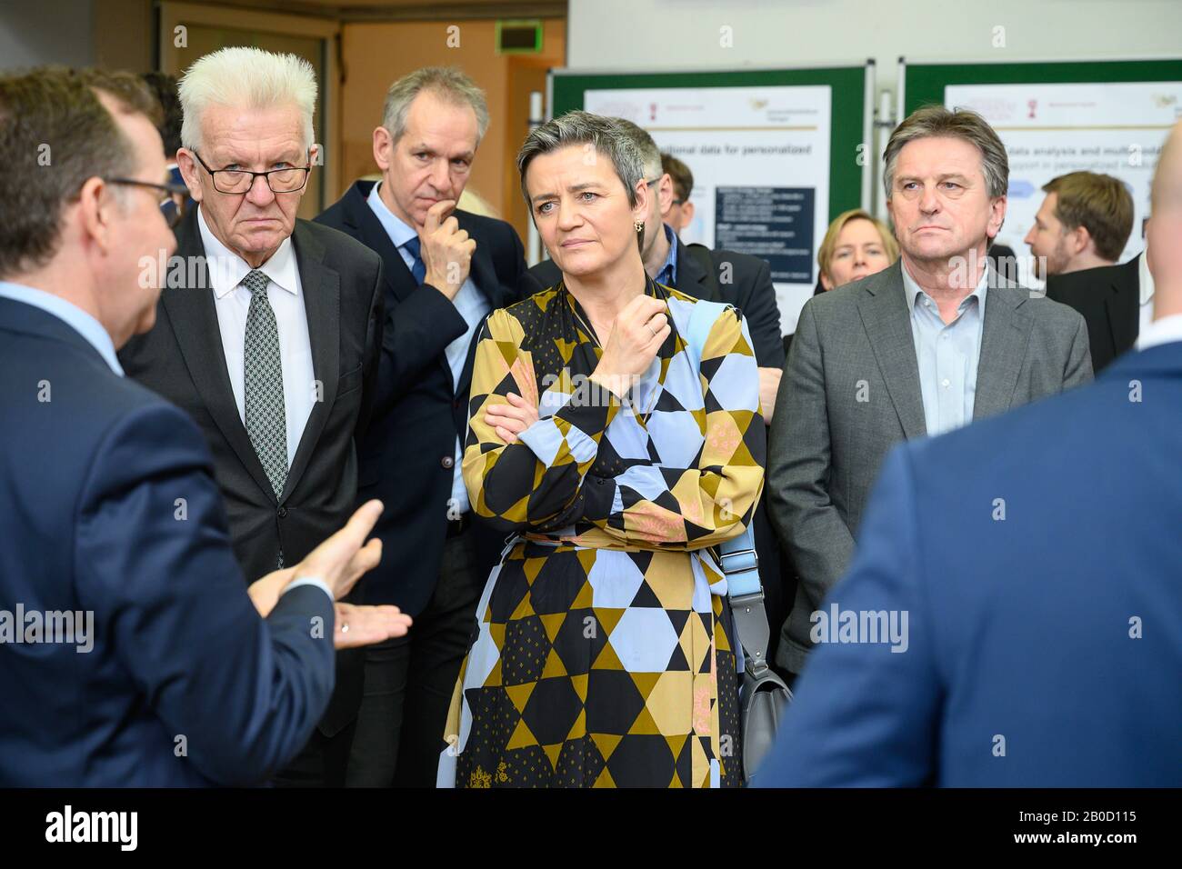 20 February 2020 Baden Wuerttemberg Tubingen Winfried Kretschmann Bundnis 90 Die Grunen L R Minister President Of Baden Wurttemberg Margrethe Vestager Managing Eu Vice President And Eu Commissioner For Digital Affairs And Manfred Lucha