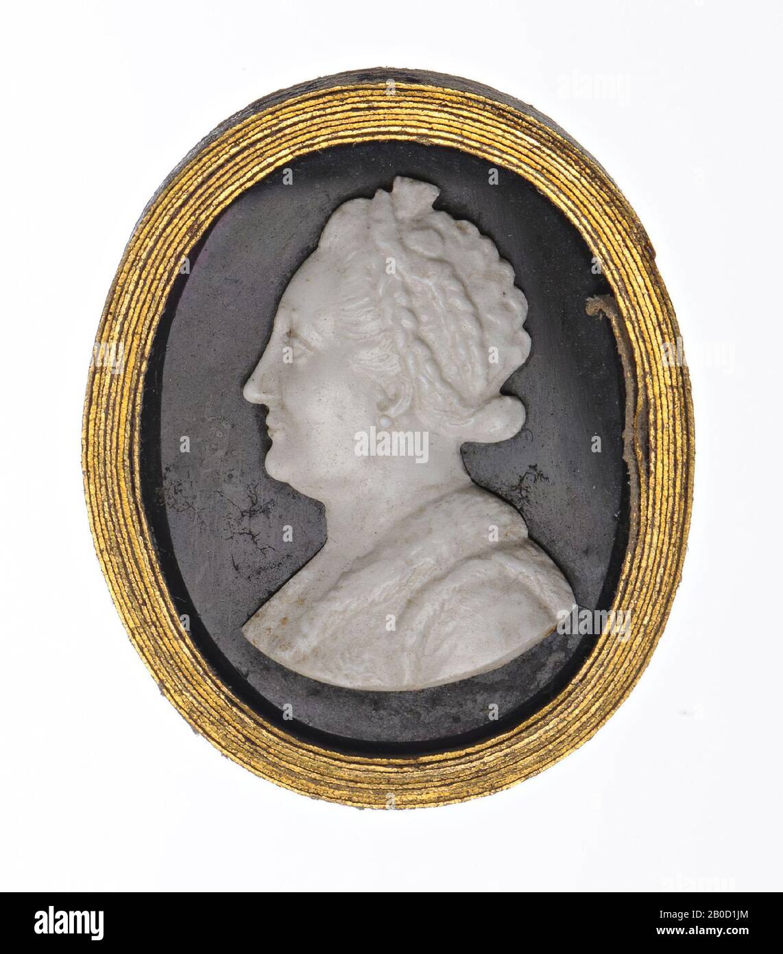 Vz: bust of Catherine of Russia and profile to the left, cameo, glass, Color: violet Stock Photo