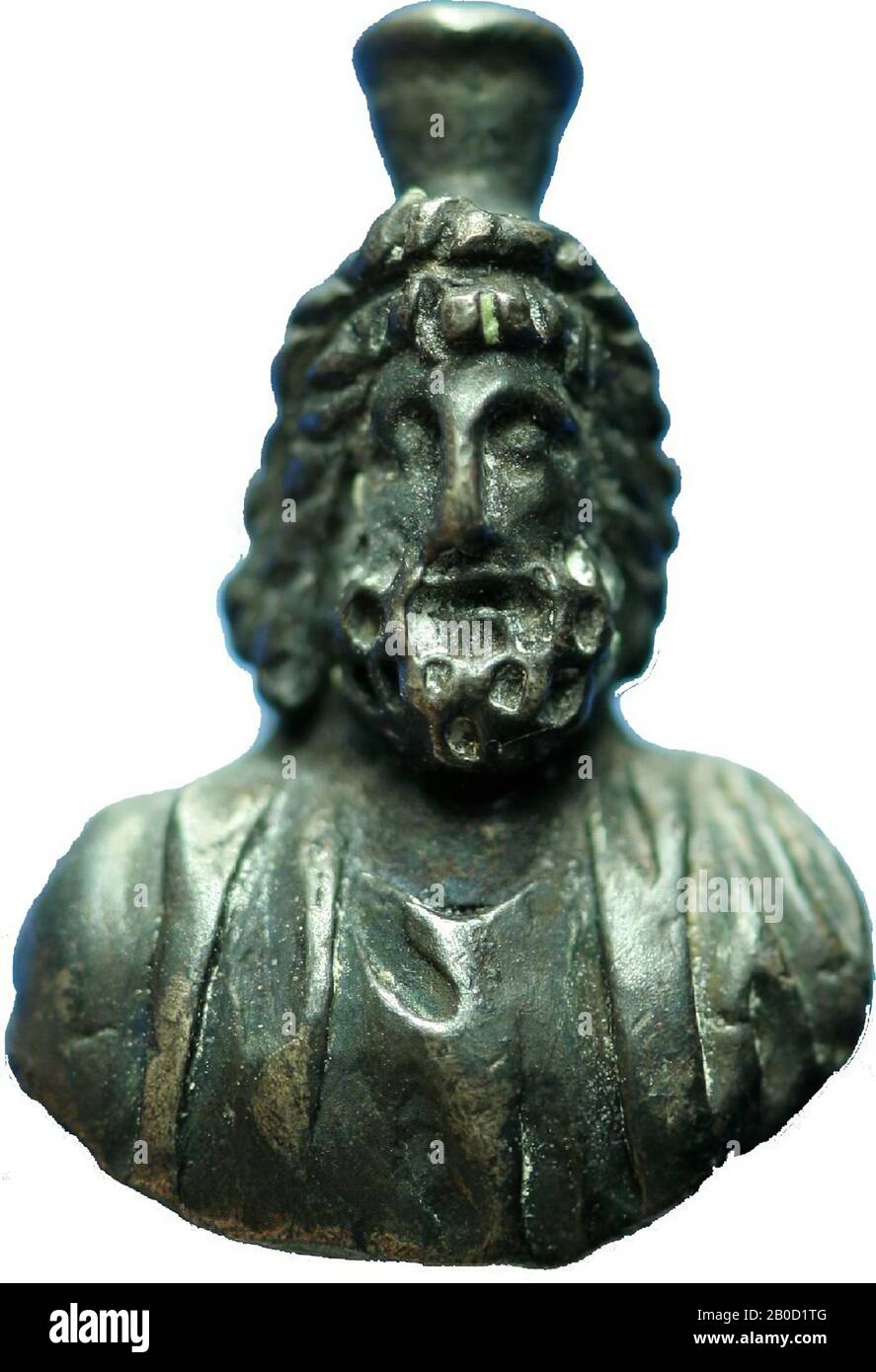 Vz: ring with bust of Serapis with toga, beard and modius on head, ring with bust, silver, Color: gold and silver, Shape: ring, Processing: diameter ring 19 mm, Method:, 10,5 x 15 mm, D. 4 mm, wt. 4.67 gr., 1st century BC. - 1st century AD. -100 BC Stock Photo