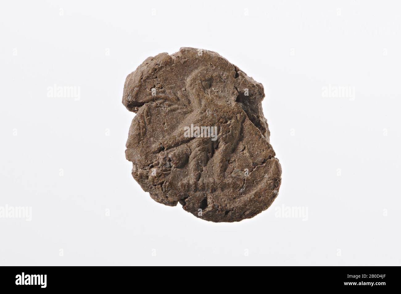 eagle with palm branch under left wing on lightning, clay seal, dried clay, Color: rose red, Shape: almost round (seal), Processing :, Style: Diam. 15 mm, late Hellenistic, Turkey Stock Photo