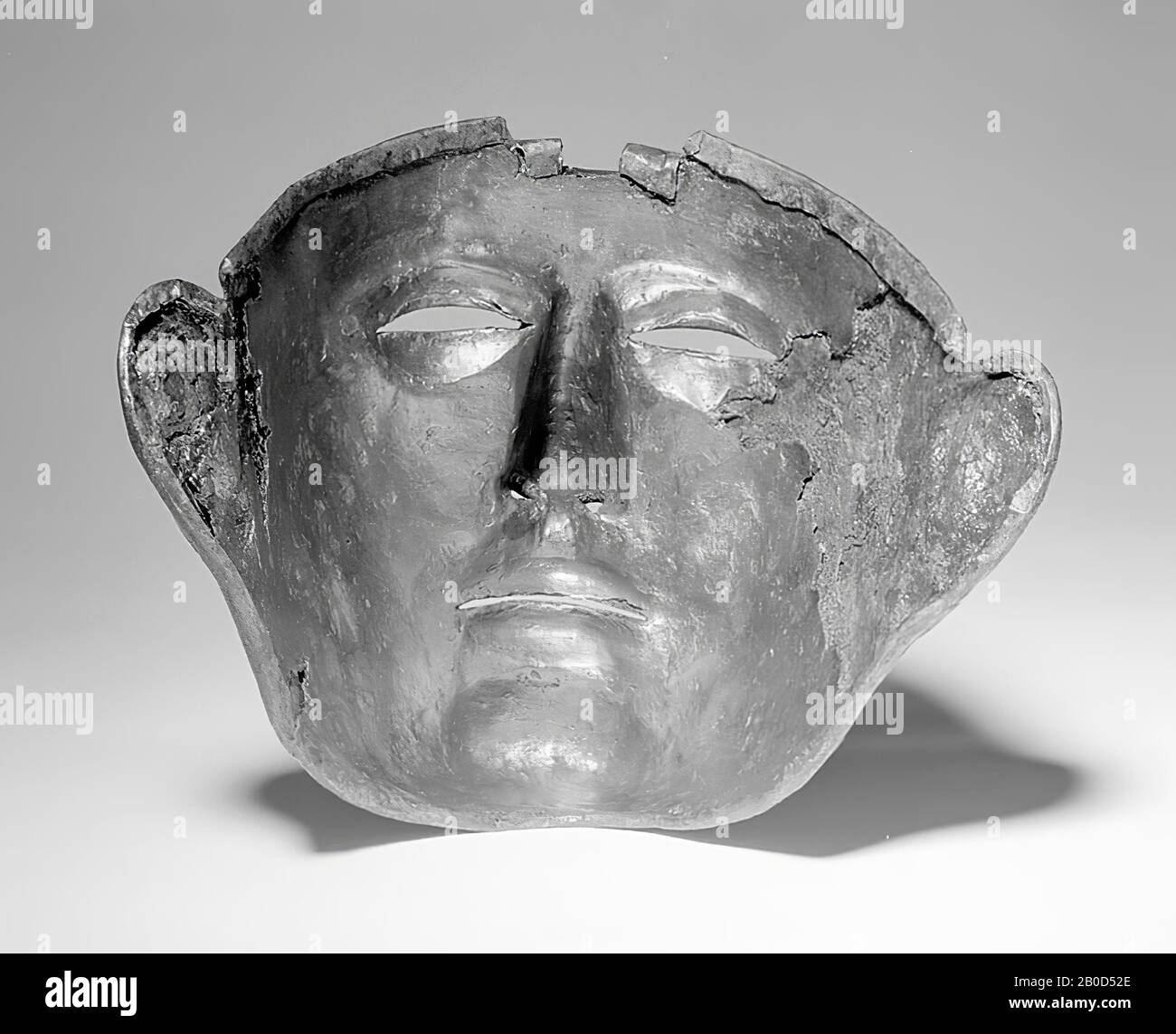 Silver Plated Bronze Visor Mask A Hinge Half Is Attached To The Forehead Part The Iron Accompanying Helmet Has Not Been Handed Over Male Face With Firm Chin And Jaw Line Mask