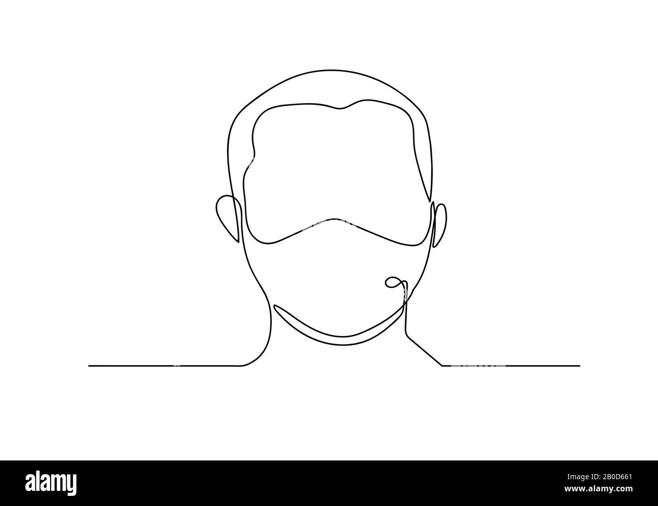 One continuous line drawing  medical face mask. Concept of coronavirus. Stock Photo