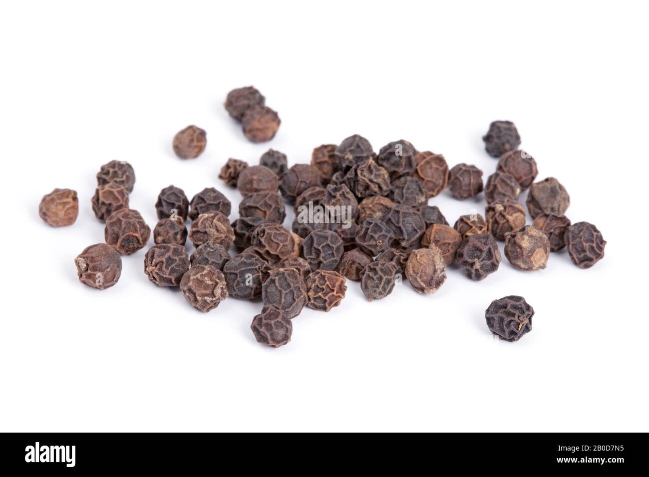 Pile Black pepper (Piper nigrum) isolated on white background. Used as