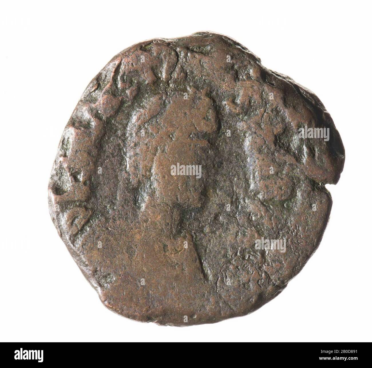 Obverse: Justin, right, worn, remains of inscription. Reverse: Large M,  right and left a star, under an E, worn above. Bottom coin CON. The large  (Greek) letter stands for a number and