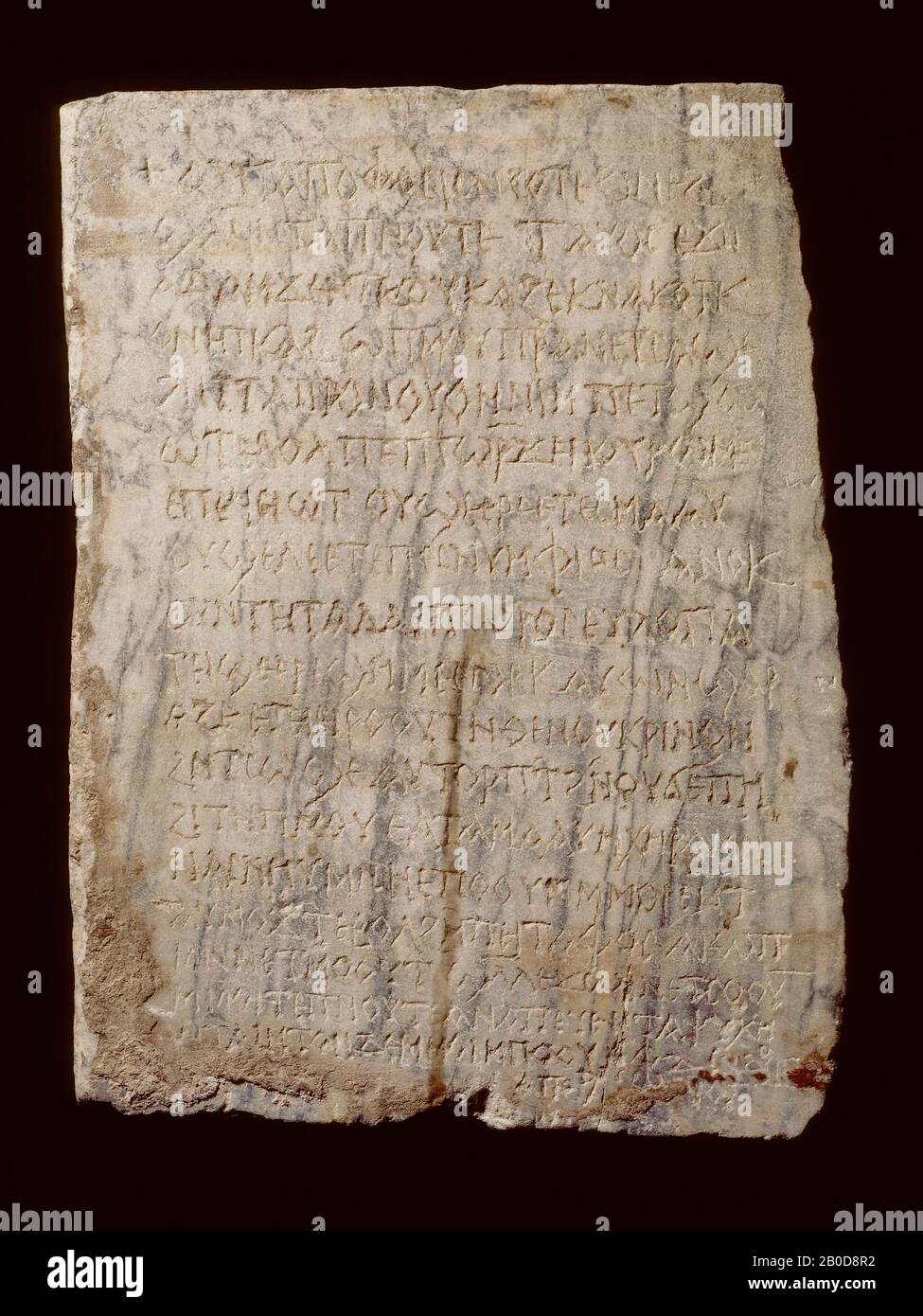 stela, female, Eulogia, inscription, 19 lines, stele, marble, 45 x 34 x 3,5 cm, c. 20 kg, Coptic Period, 8th century 759-800 AD, Egypt Stock Photo