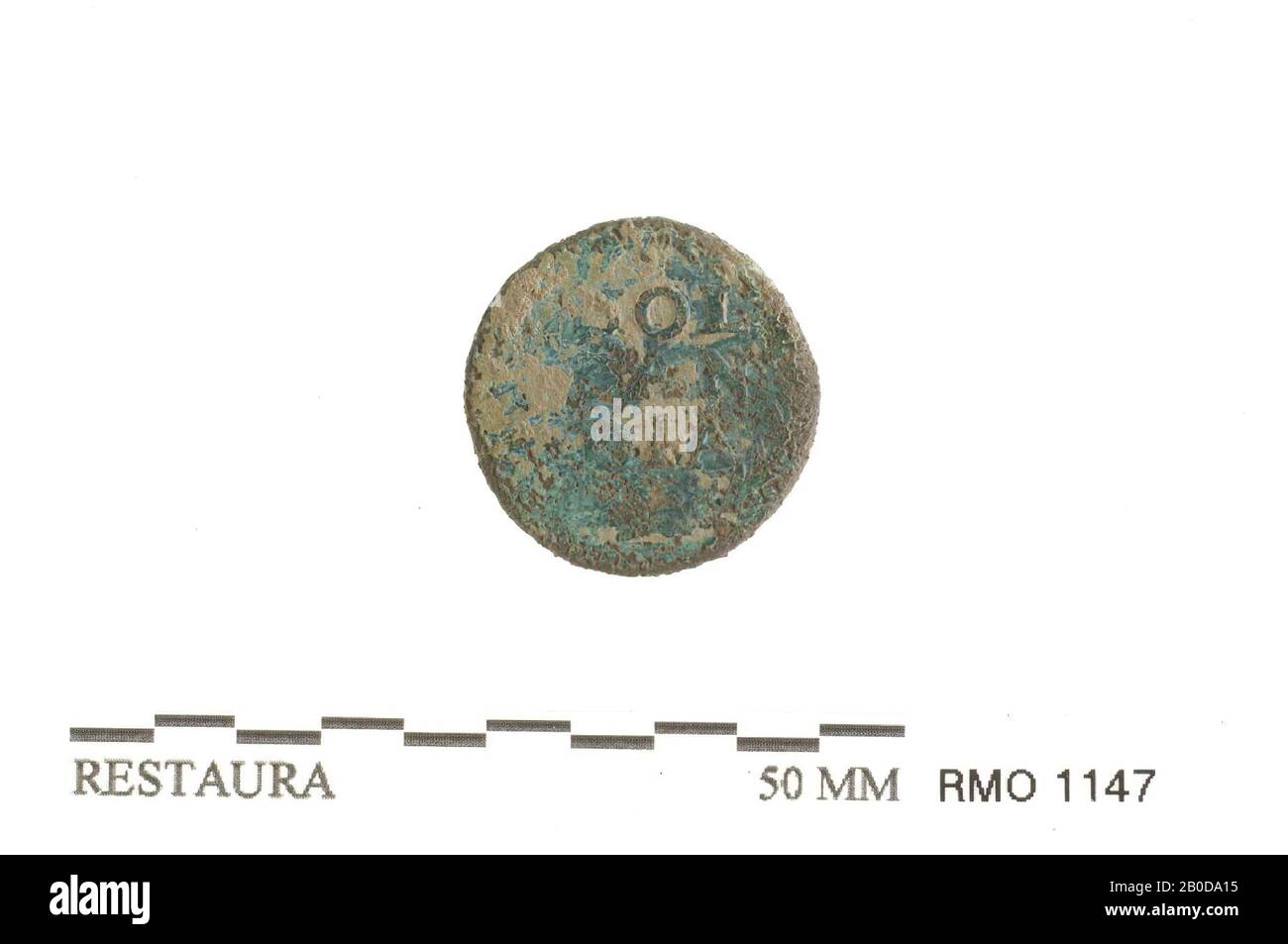 coin (Hollandia), coin (Hollandia), copper alloy, 2,2 x 0,2 cm, x, Netherlands, Utrecht, Wijk bij Duurstede, Wijk bij Duurstede, Dorestad Stock Photo