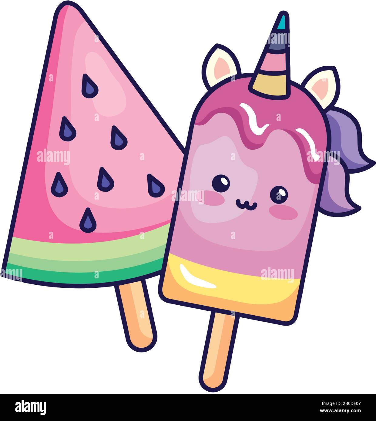 cute ice creams in stick isolated icon Stock Vector Image & Art ...