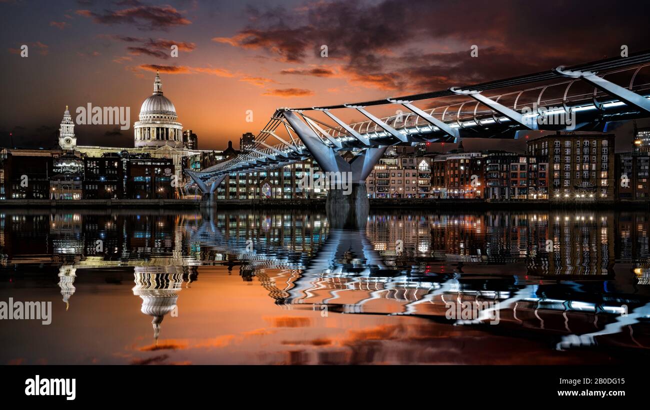 Millennium Bridge, Bankside,London Uniterd Kingdom. Stock Photo