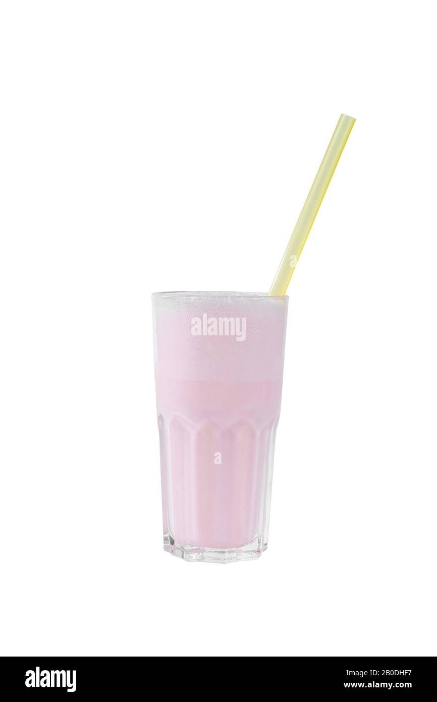 Chocolate vanilla strawberry milk shake milkshake collection straw in a cup  isolated on a white background Stock Photo - Alamy