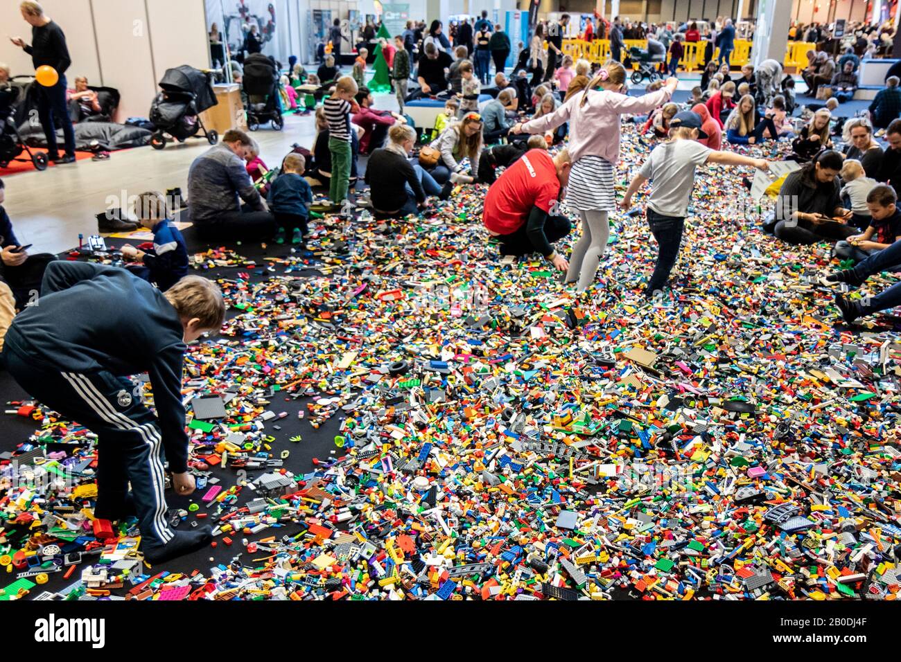 Copenhagen, Denmark. 13th Feb, 2017. Children and adults of ages go crazy at the annual LEGO World event in Bella Center Copenhagen. The LEGO Group is largest toy company