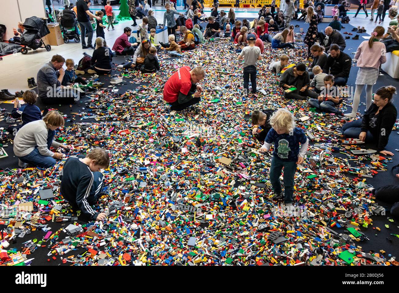 Copenhagen, Denmark. 13th Feb, 2017. Children and adults of all ages go  crazy at the annual LEGO World event in Bella Center Copenhagen. The LEGO  Group is the largest toy company by