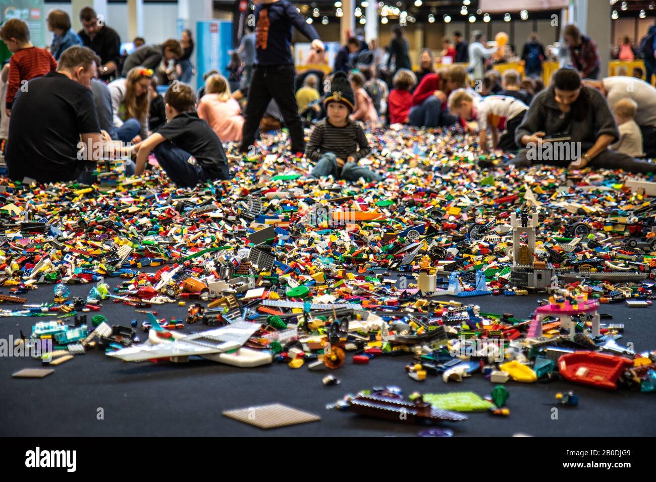 Copenhagen, Denmark. 13th Feb, 2017. Children and adults of all ages go  crazy at the annual LEGO World event in Bella Center Copenhagen. The LEGO  Group is the largest toy company by