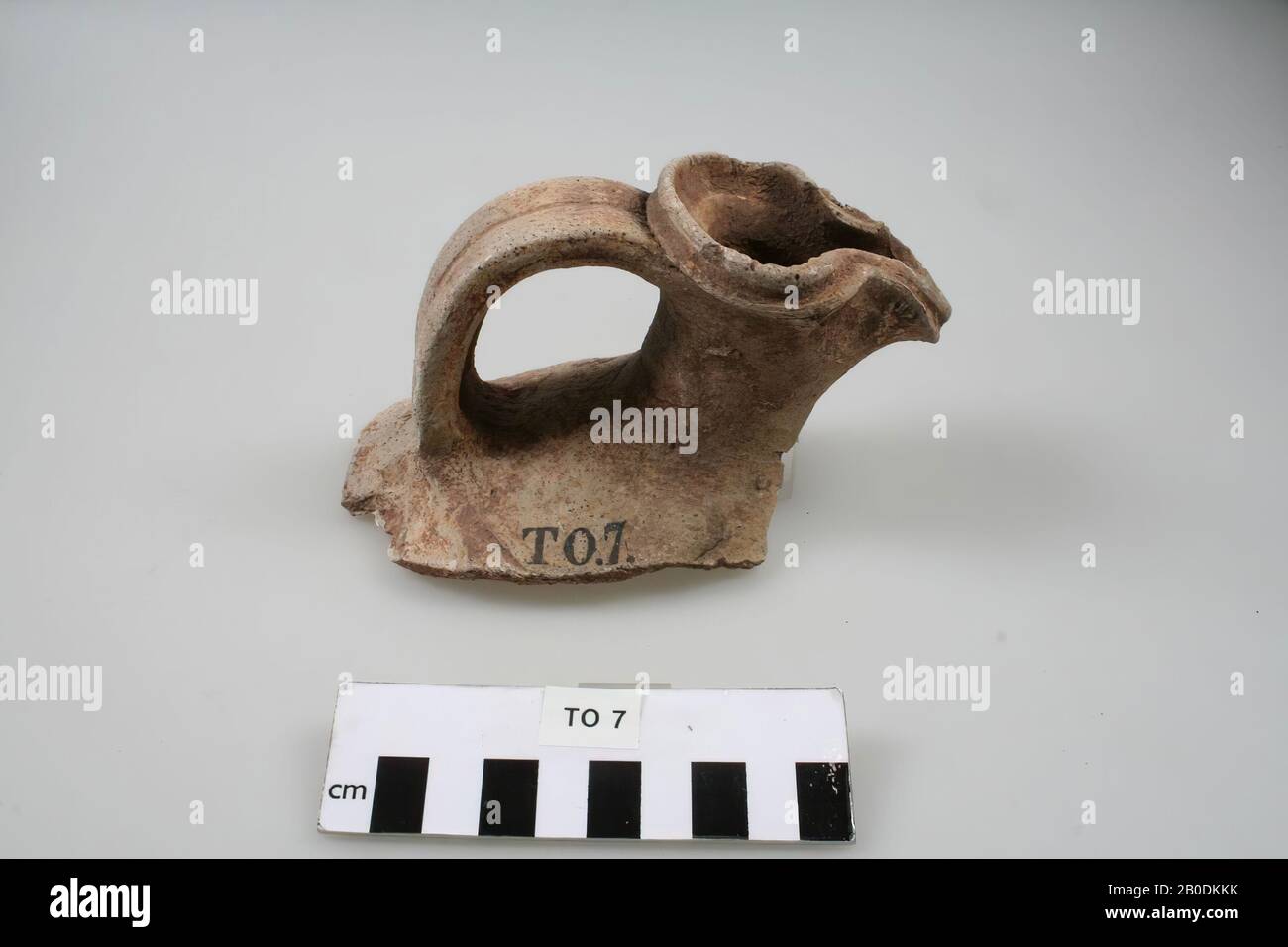 Fragment of the neck of a jug with ear, jug, fragment, pottery, 9 x 7 x 15 cm, roman, Germany, unknown, unknown, Trier Stock Photo