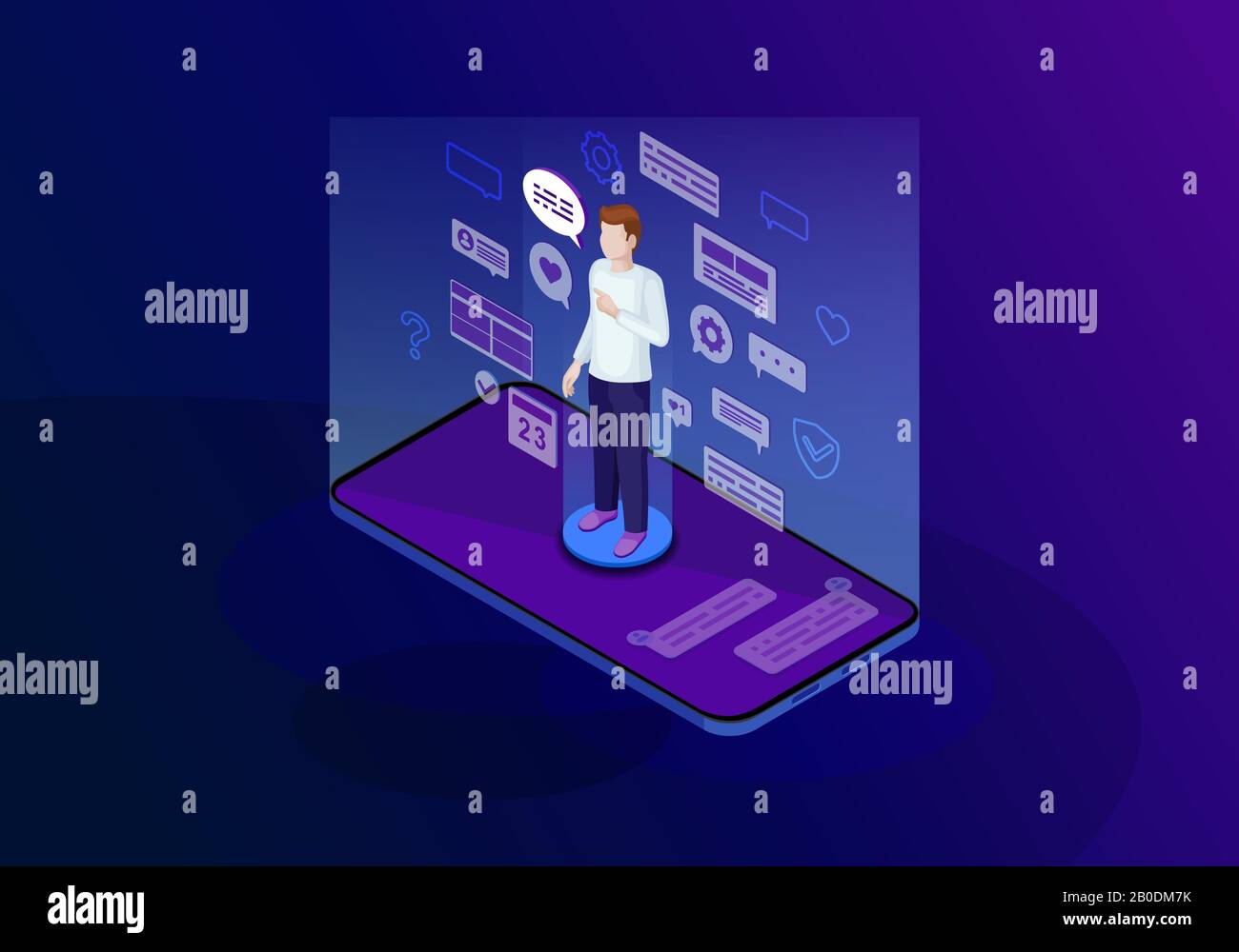 Social media isometric color vector illustration Stock Vector Image ...
