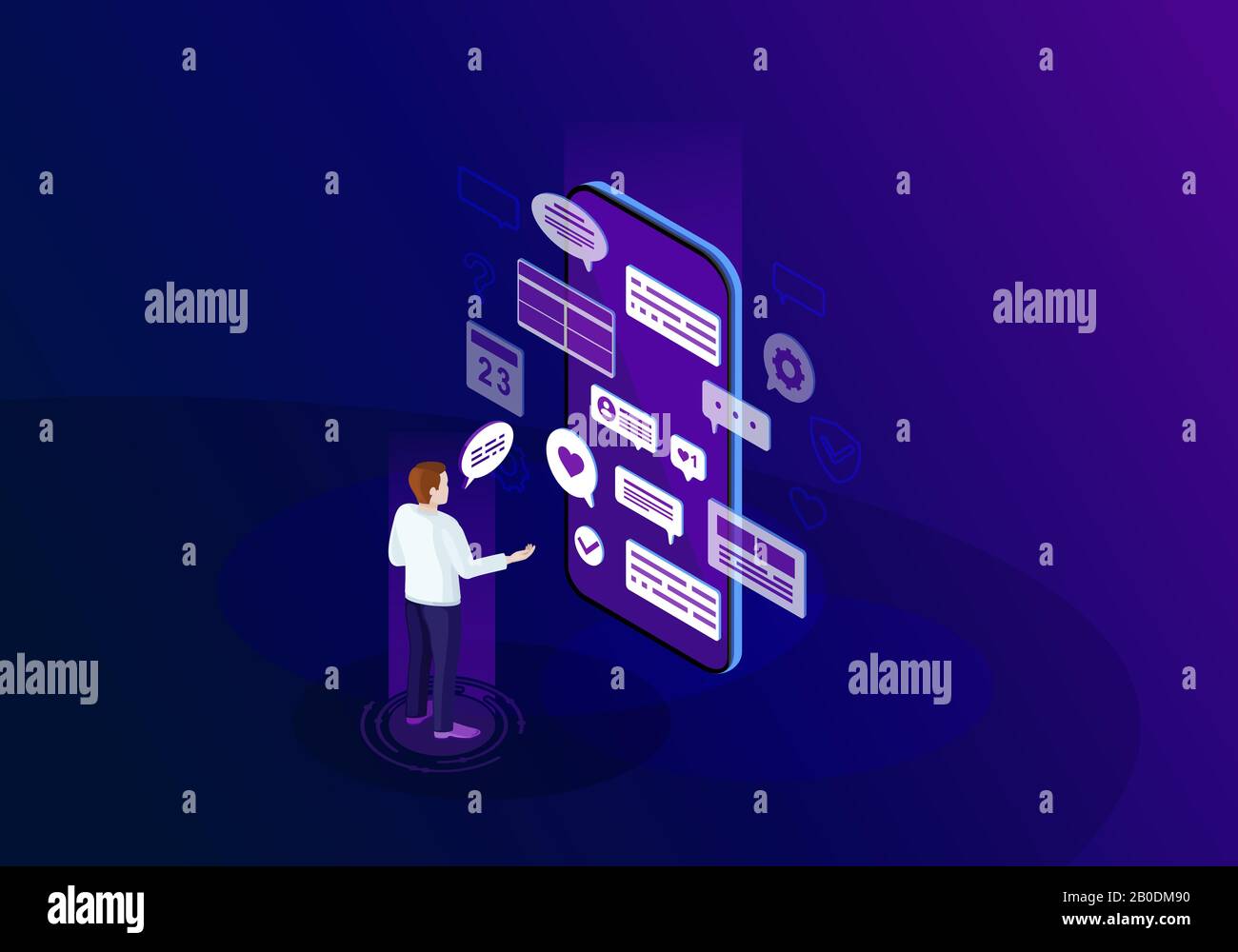 Social media isometric color vector illustration Stock Vector Image ...