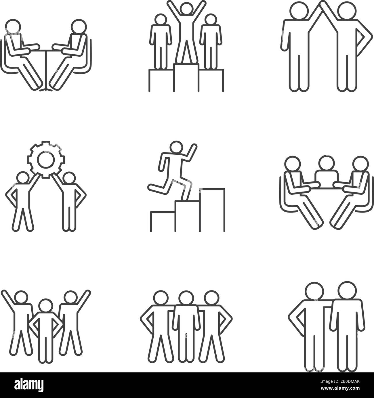 Avatars line style icon set design of Person profile social ...