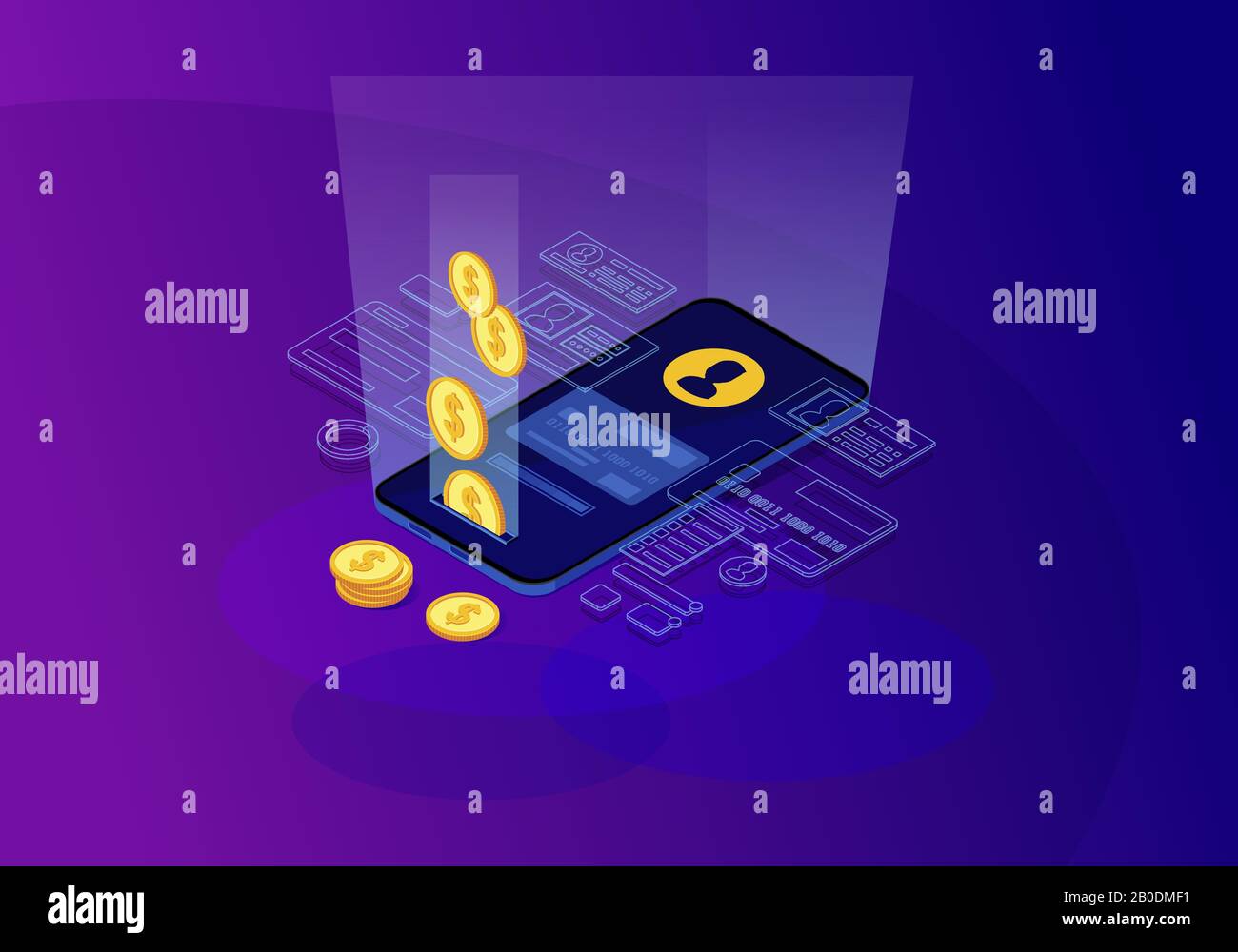 Online money transfer isometric illustration Stock Vector Image & Art ...