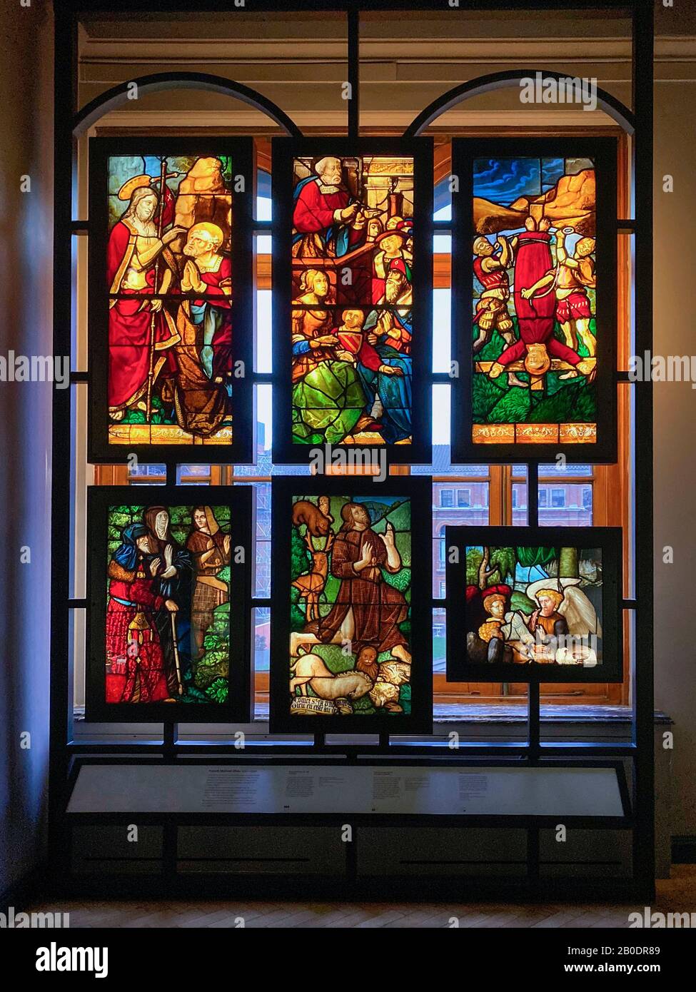 Stained glass windows Victoria and Albert Museum in central London in