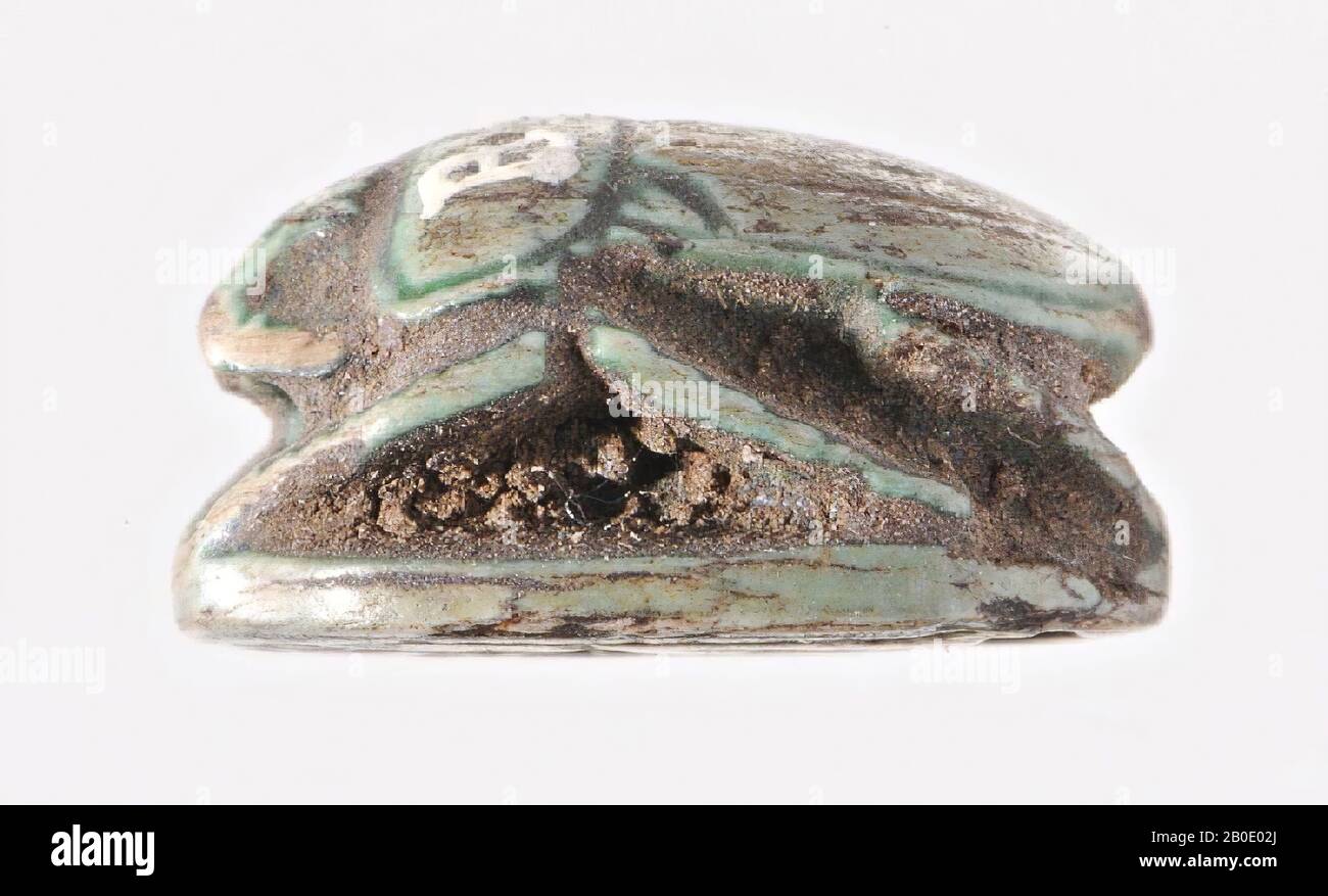 Egypt, seal, scarab, green, blue glazed steatite, 1.3 × 1 × 0.7 cm, Location, Egypt Stock Photo