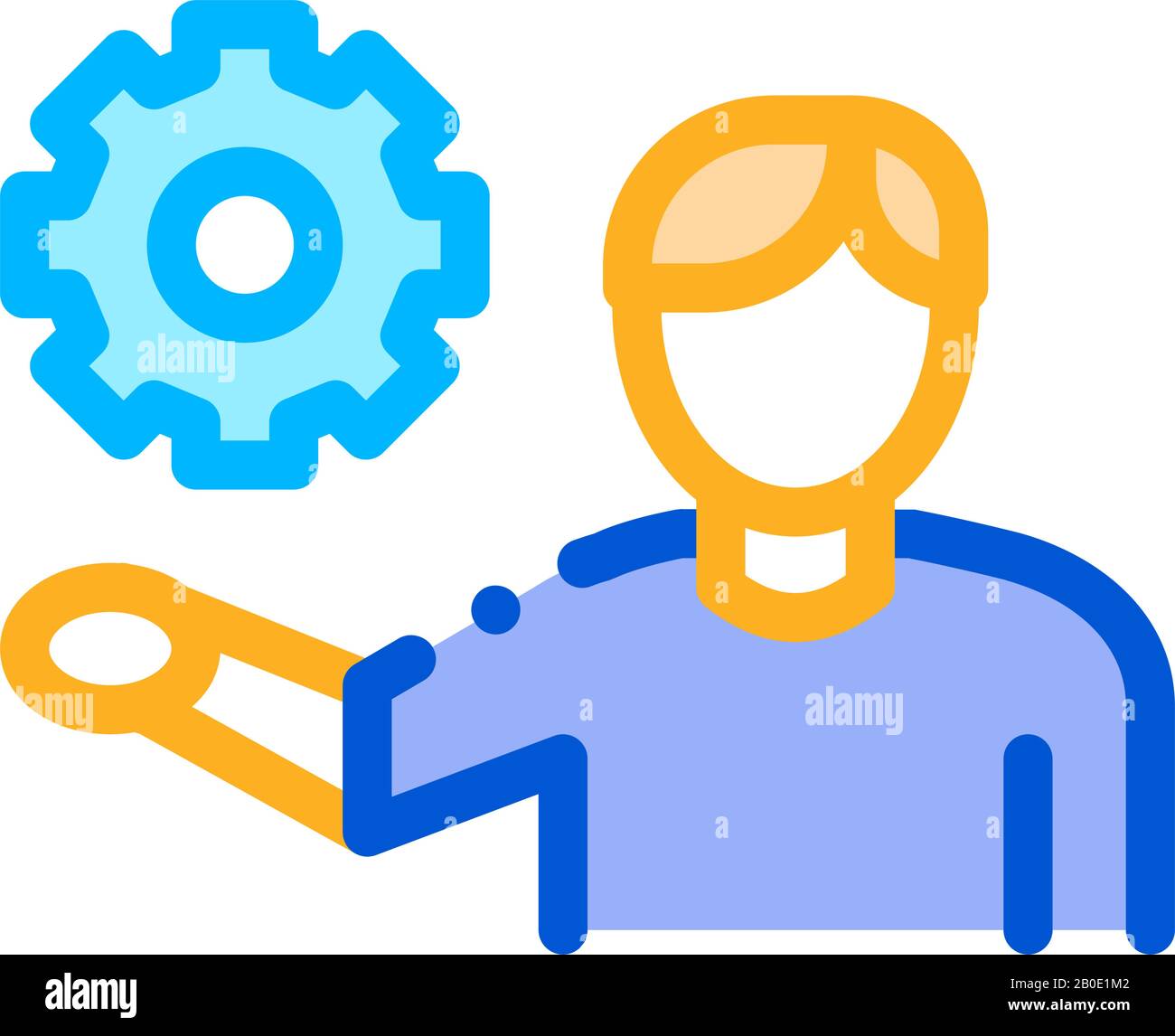 Man Hold Gear Icon Vector Outline Illustration Stock Vector Image & Art ...