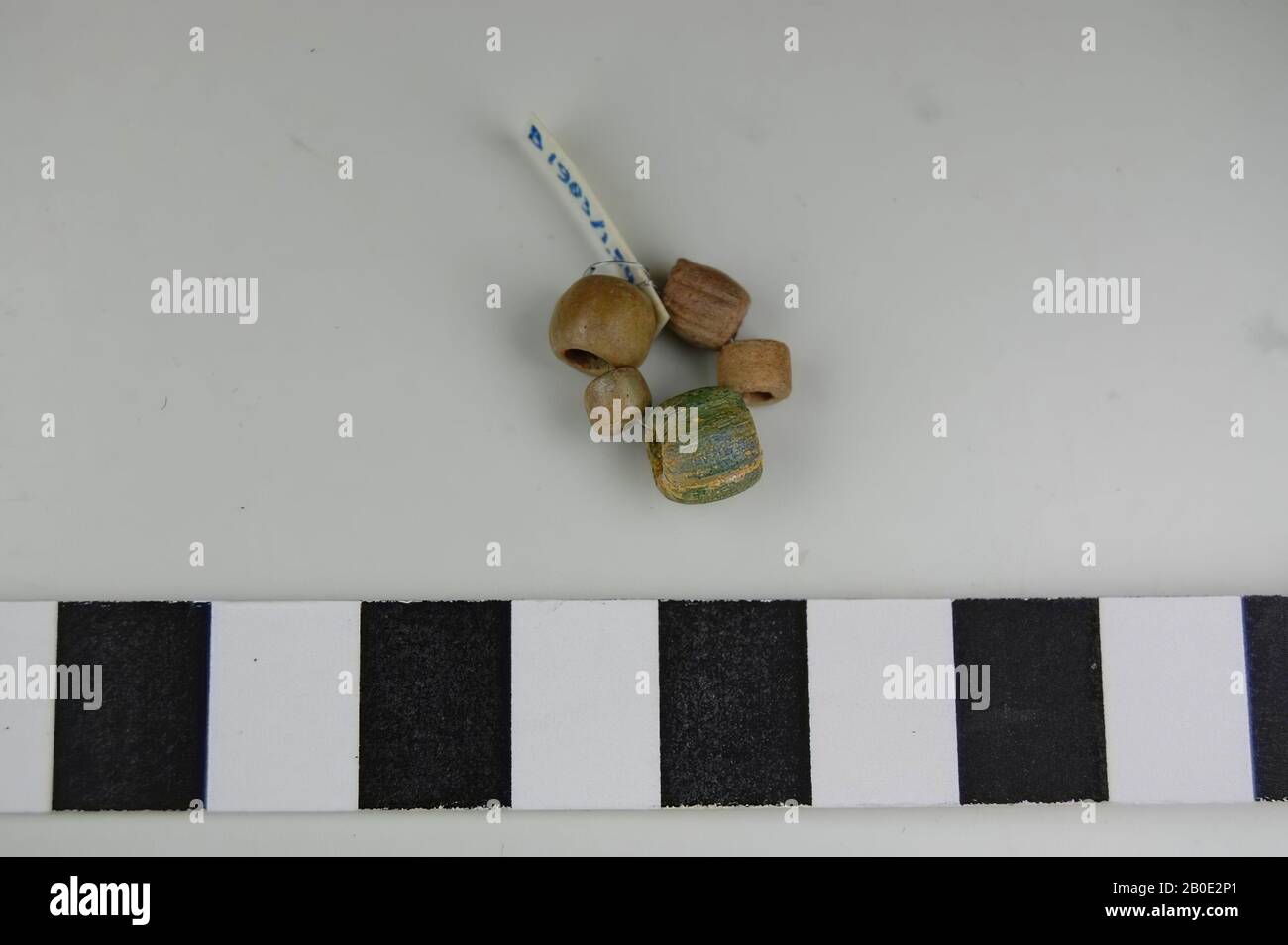 A necklace of 5 round beads, maybe faience ?, ornament, glass, faience, D beads 0.5-0.8 cm, Iran Stock Photo