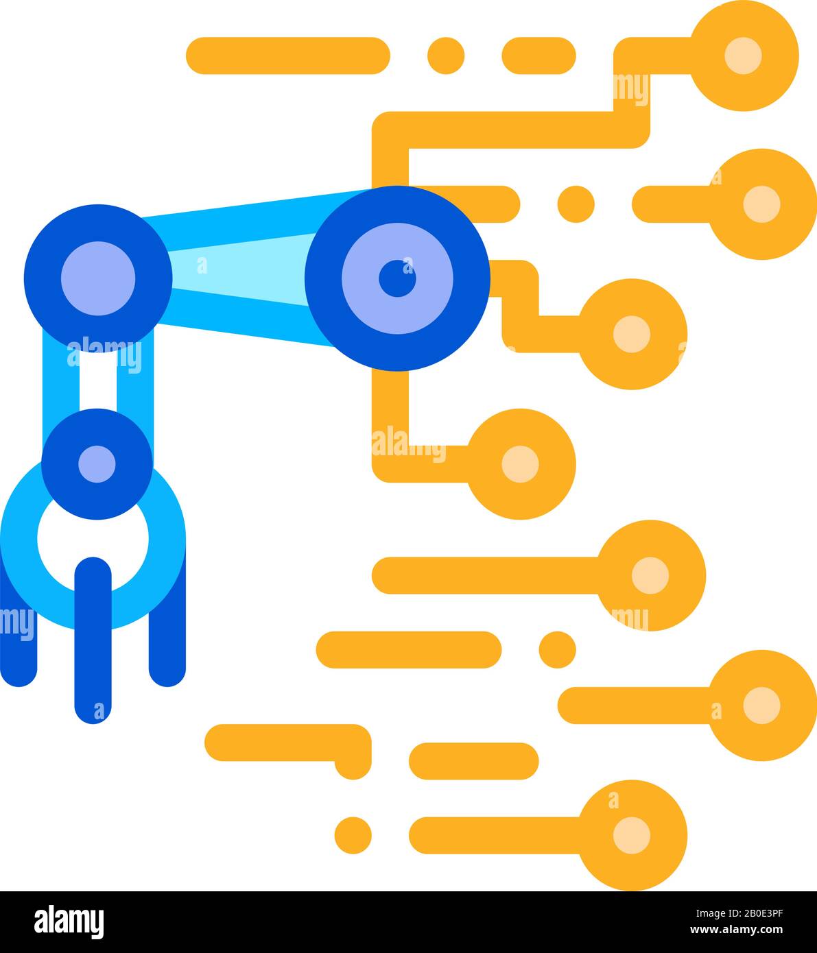 Robot Microchip Vector Outline Illustration Stock Vector