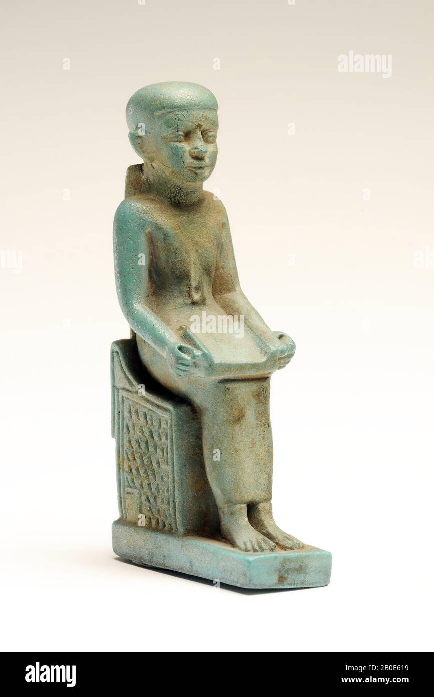 Imhotep, sitting, votive statue, faience, 7.5 cm, Late Period, Egypt Stock Photo Alamy