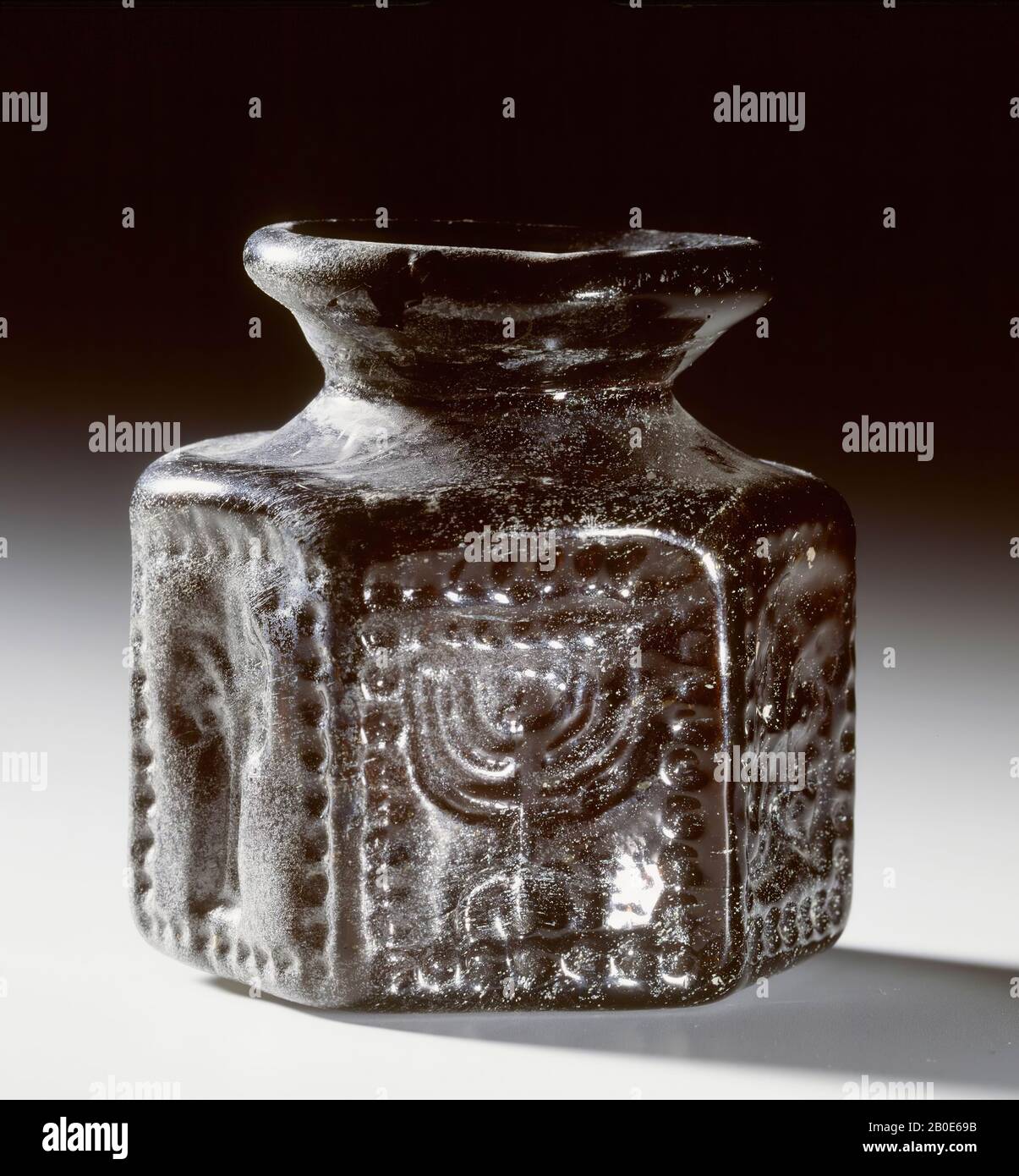 Ancient Near East, crockery, bottle, glass, molded, H 8.3 cm, Byzantine