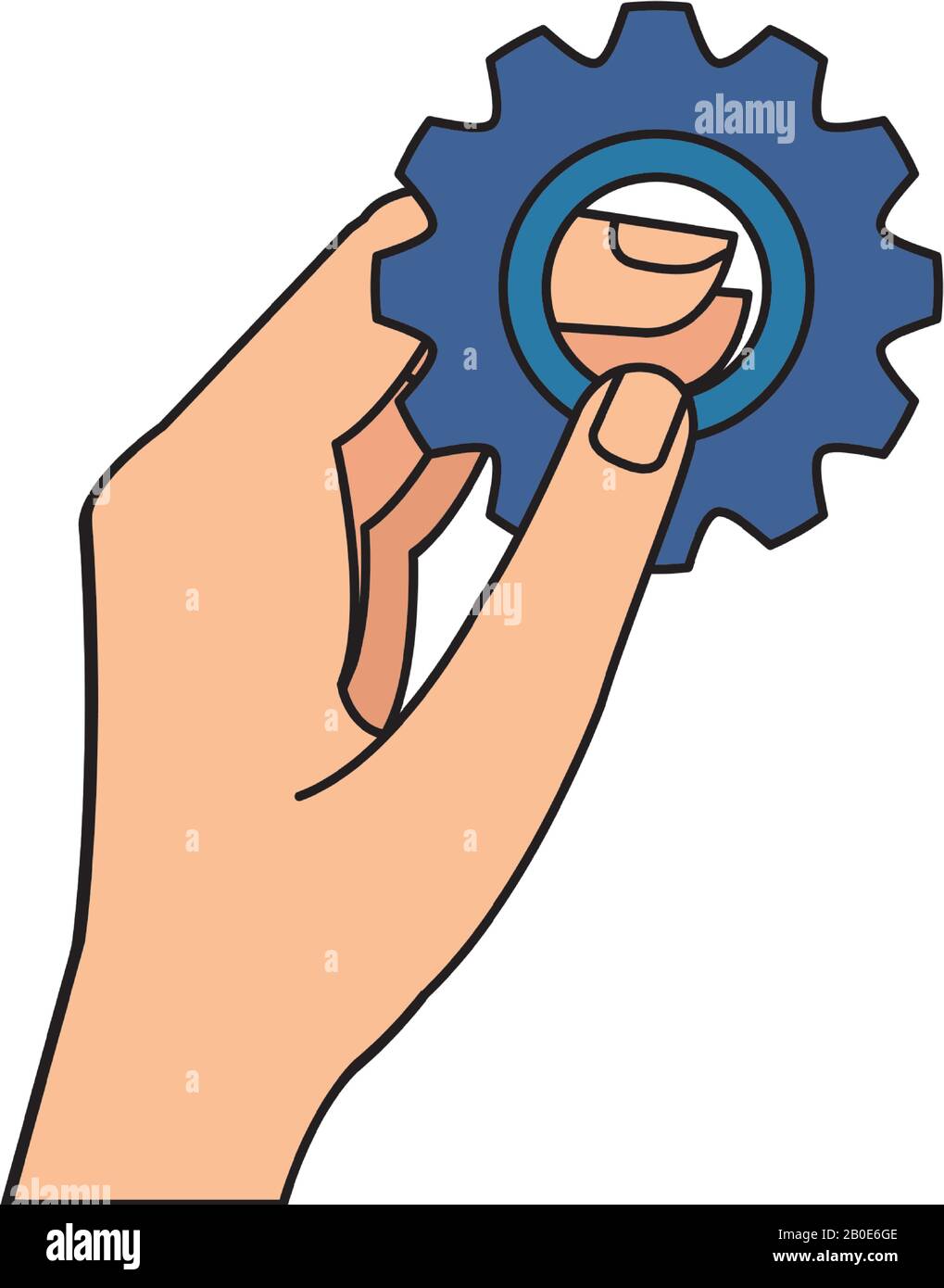 hand with gear pinion machine isolated icon Stock Vector Image & Art ...