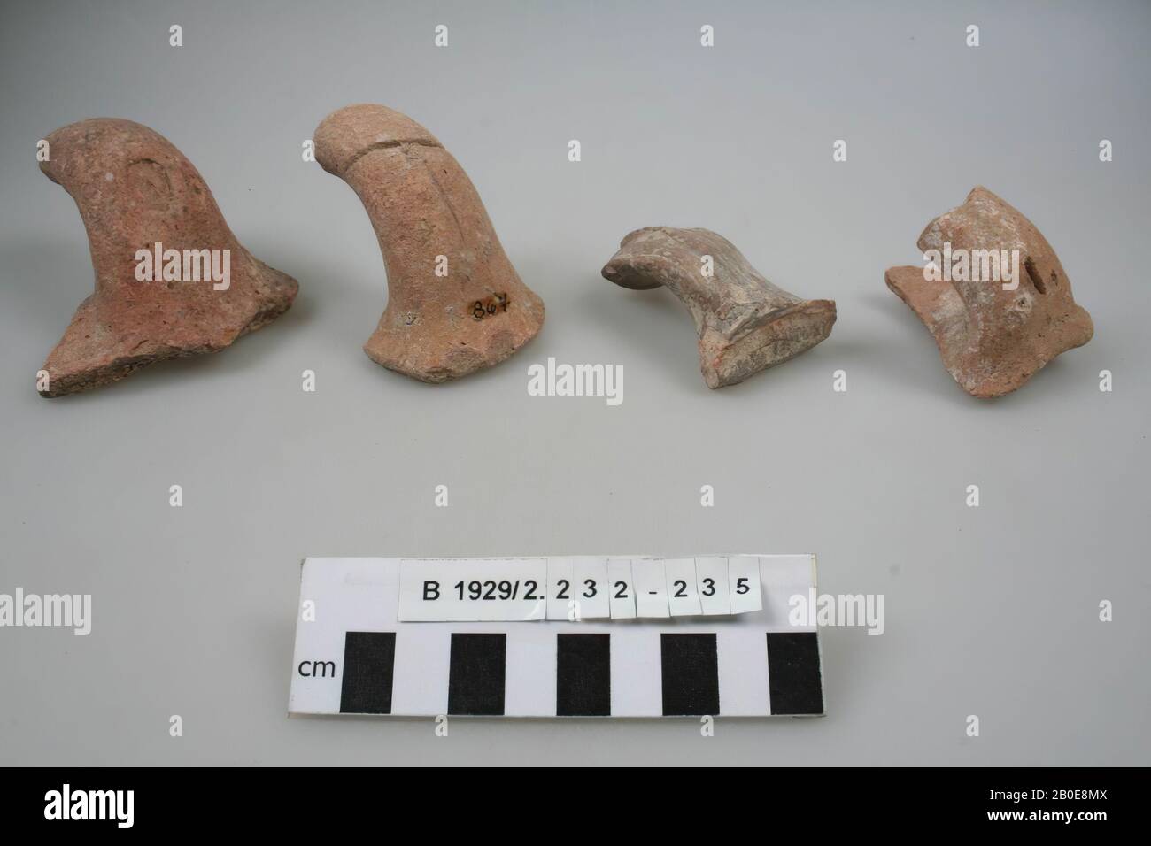 A fragment of a handle with a groove, crockery, earthenware, L 10 cm, Palestine Stock Photo
