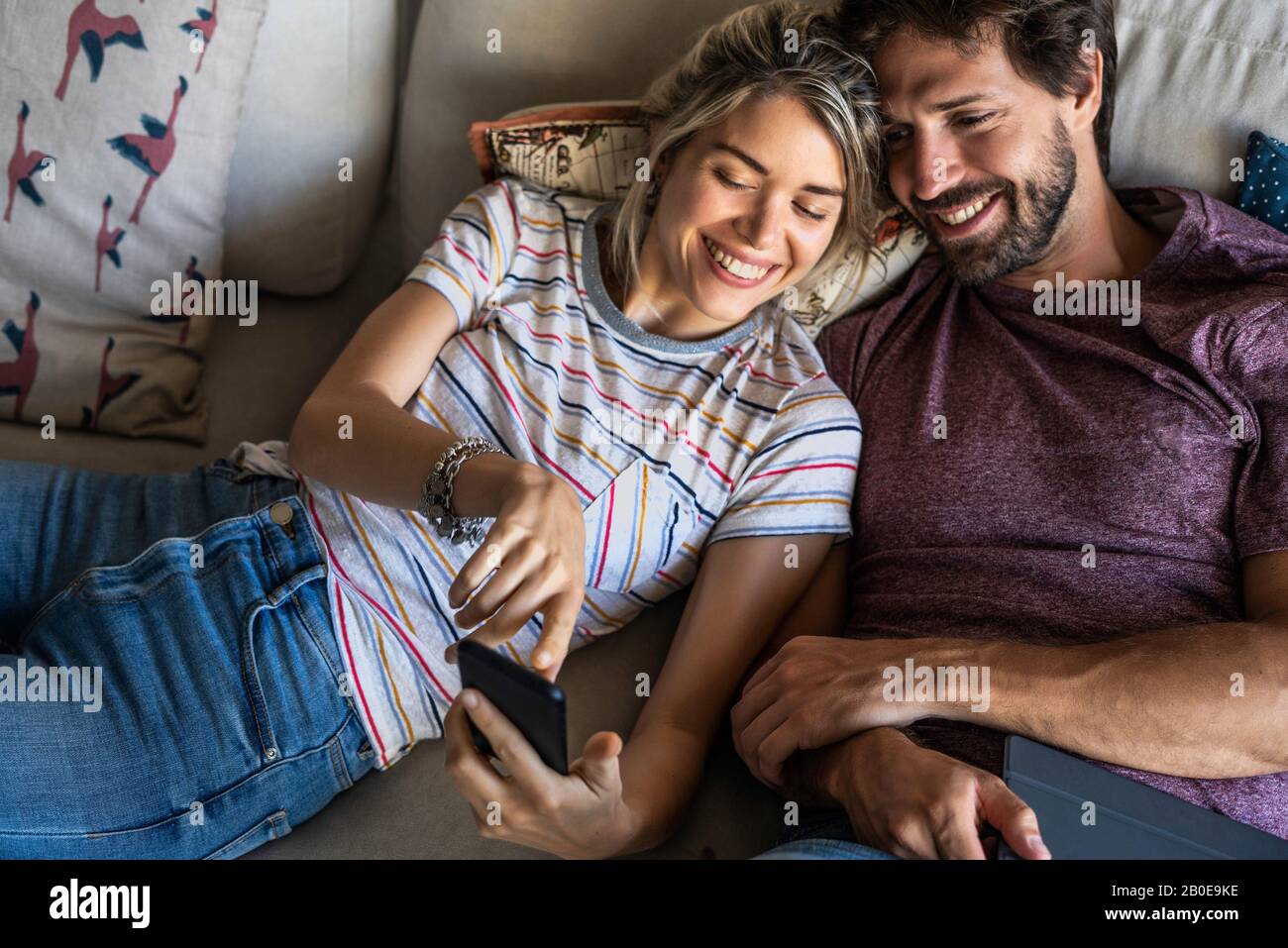 Couple using smart phone Stock Photo