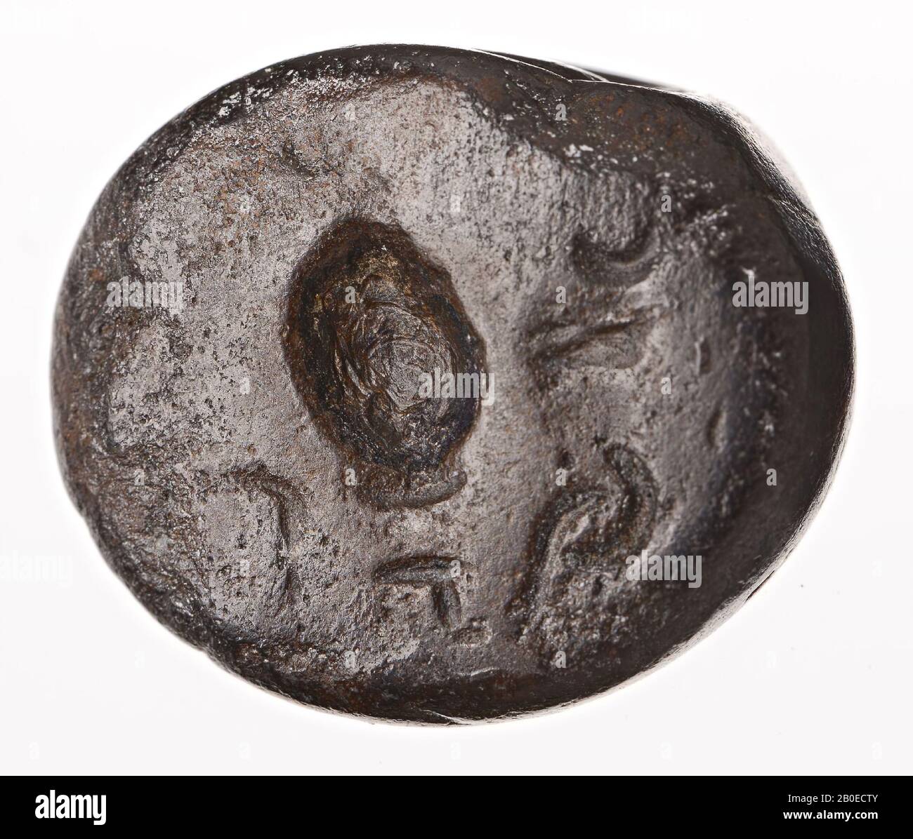 stamp seal, stone, hematite, ø 2.1 cm, Iran Stock Photo