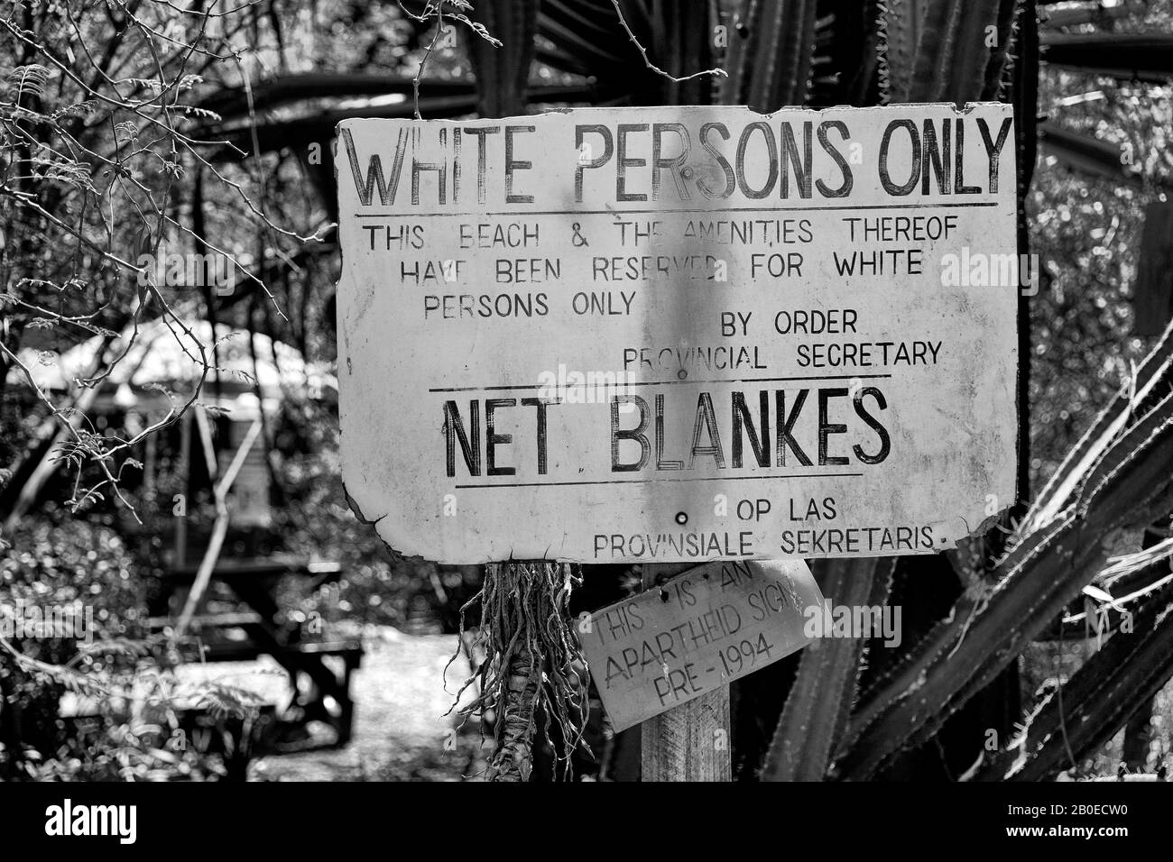 Pre-1994 Apartheid sign ,Evita se Perron,  Darling, Western Cape Province,South Africa Stock Photo
