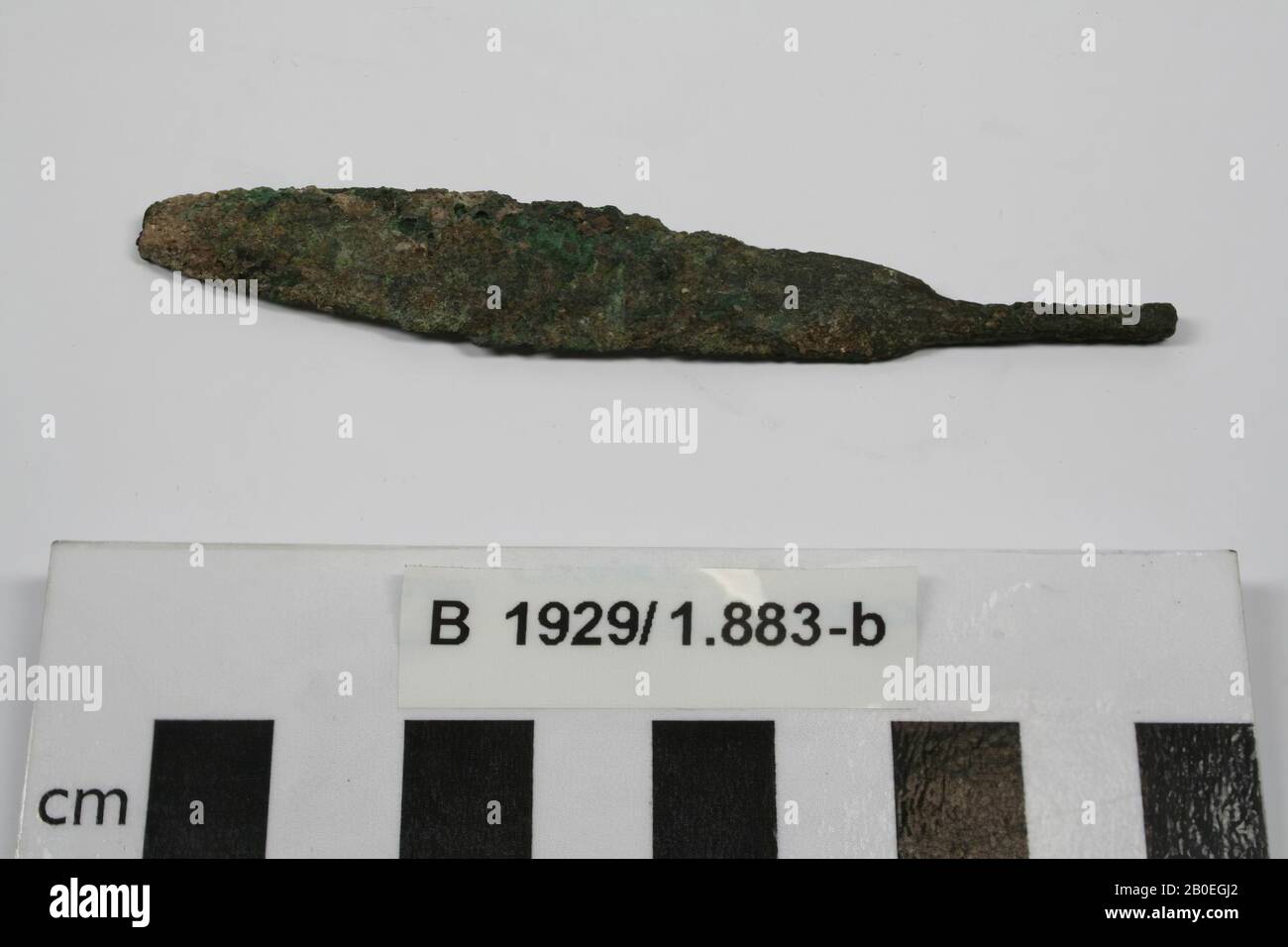 weapon, metal, bronze, L 9.8 cm, W 1.6 cm, H 0.4 cm, Palestine Stock Photo