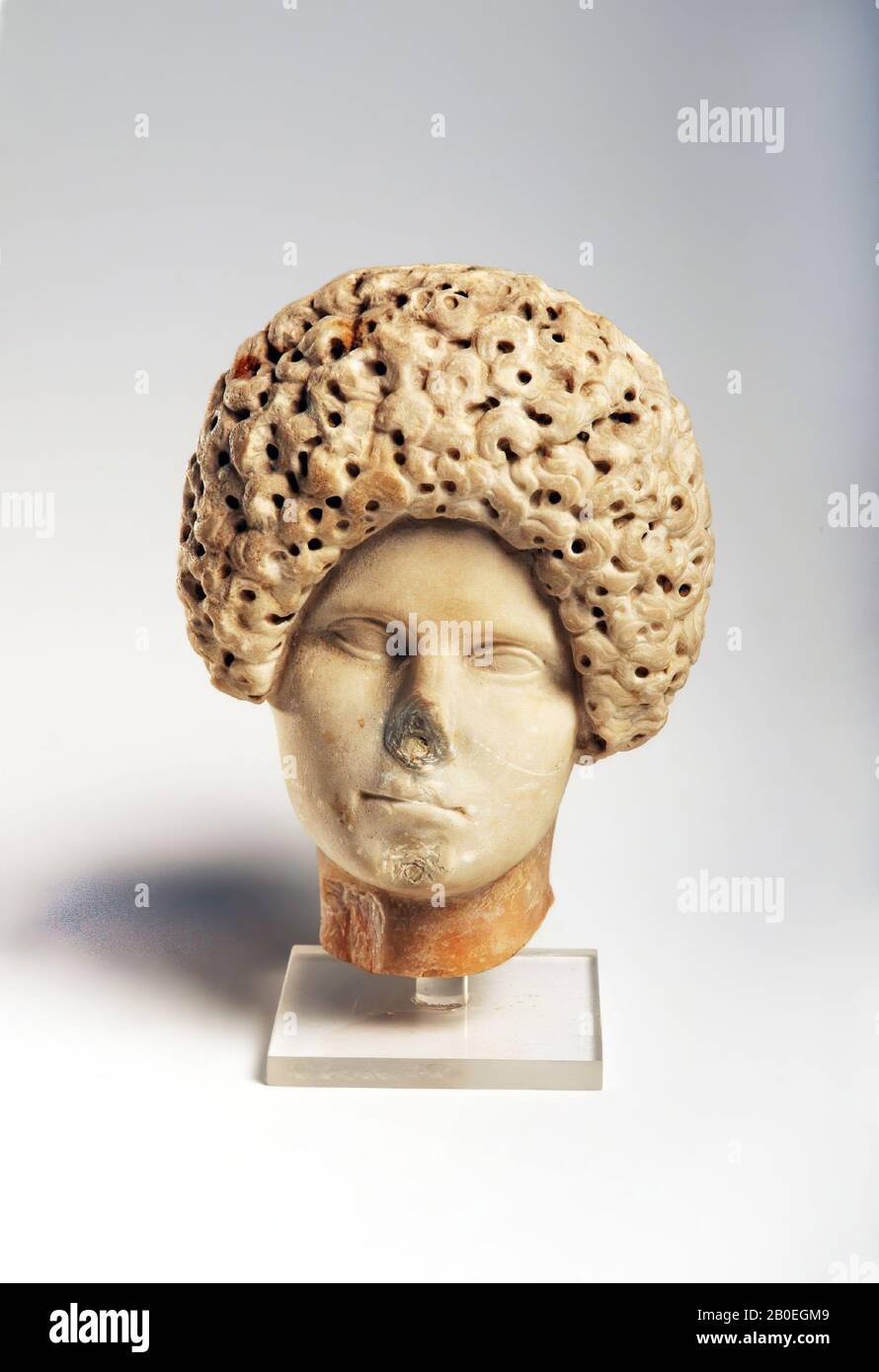 female head, portrait head, marble, 13.9 cm, early Emperor time 75 Stock Photo