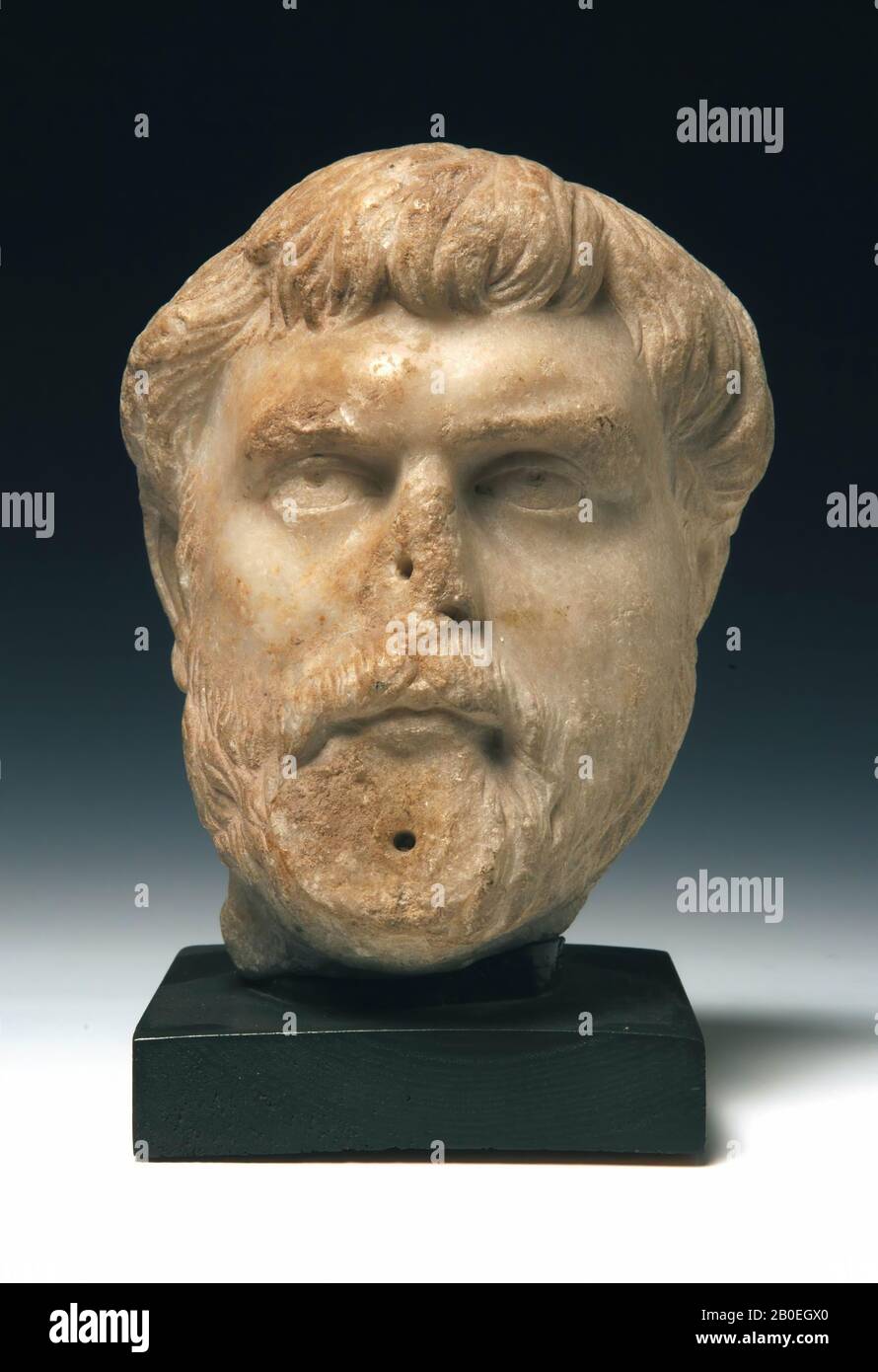head, male head, stone, marble, 16 cm, imperial time 100-200 AD, unknown Stock Photo