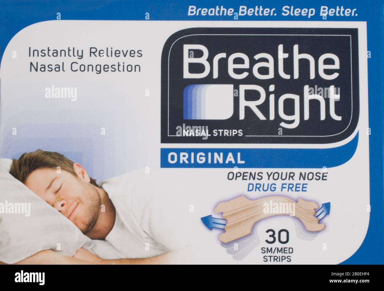 Breathe Right Nasal Strips to reduce snoring Stock Photo Alamy