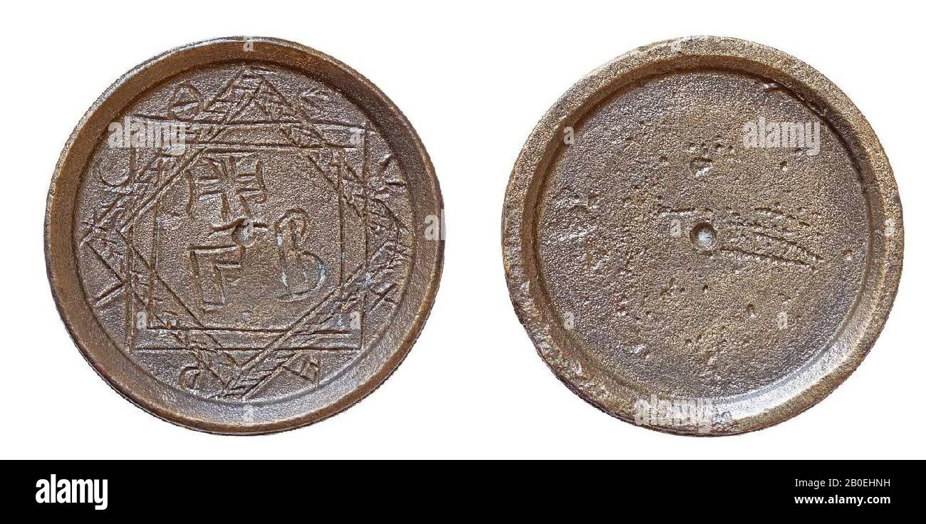 weight, bronze, Diam. 3.43 cm, H. 0.88 cm, wt. 51.77g, Byzantine