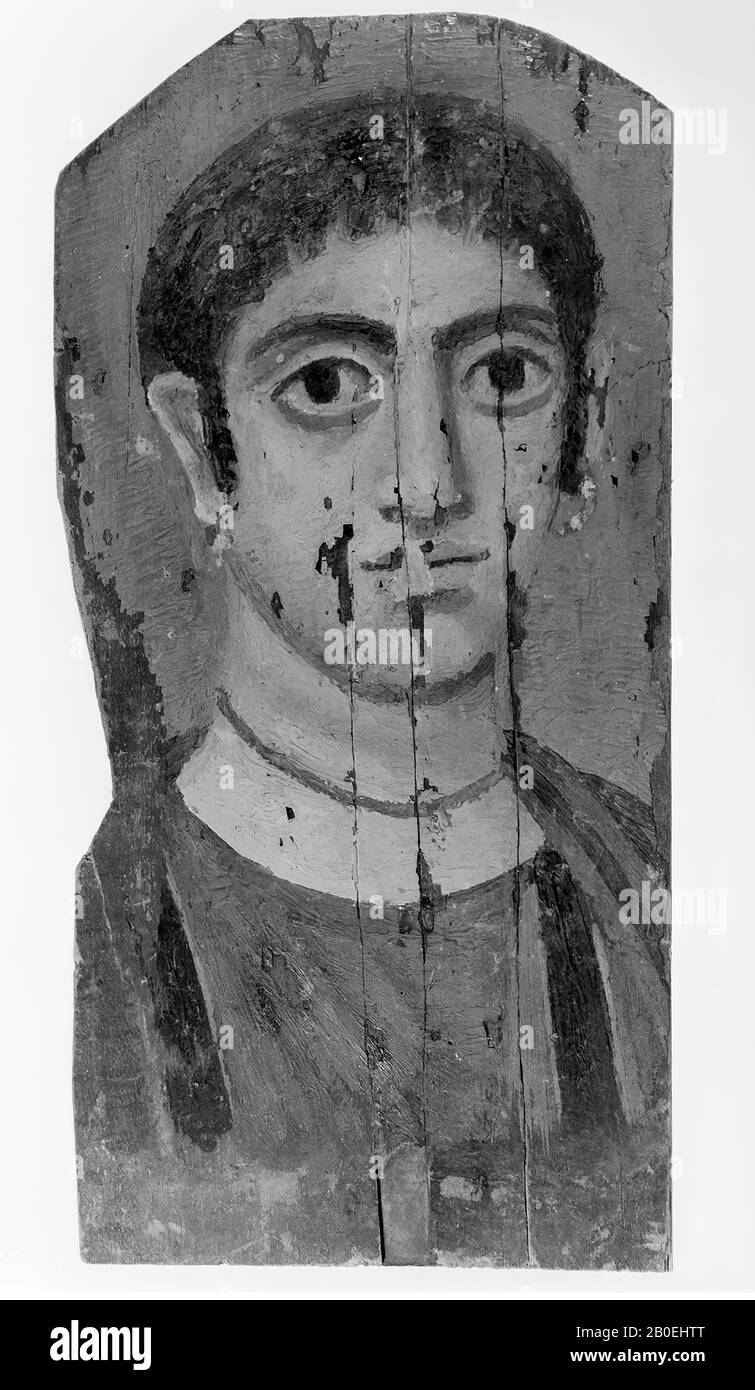 woman, portrait, wood, 34.5 × 17 × 3 cm (incl. Plexi support), Object: 16 x 34.4 x 0.4 cm, Greco-Roman Period, Roman imperial age 30 BC- 395 AD, Egypt Stock Photo