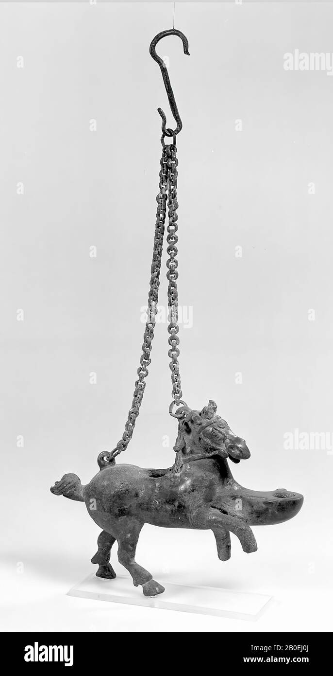 lamp, bronze, 15.5 x 6 x 20.5 cm, 100-200 AD, Turkey Stock Photo