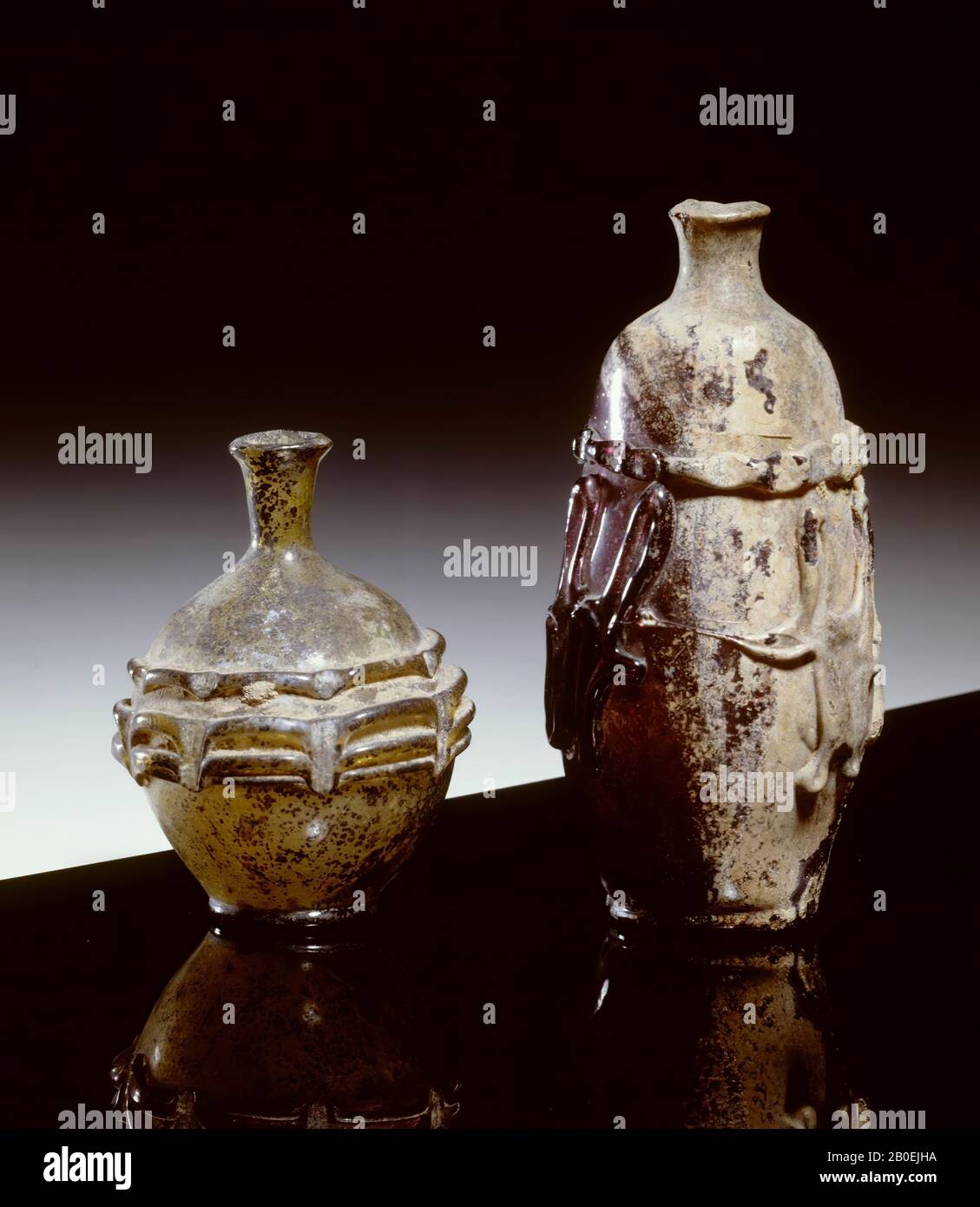 Classical antiquity, flask, glass, 12.5 cm, V-VI Syrian 500-600, Greece Stock Photo