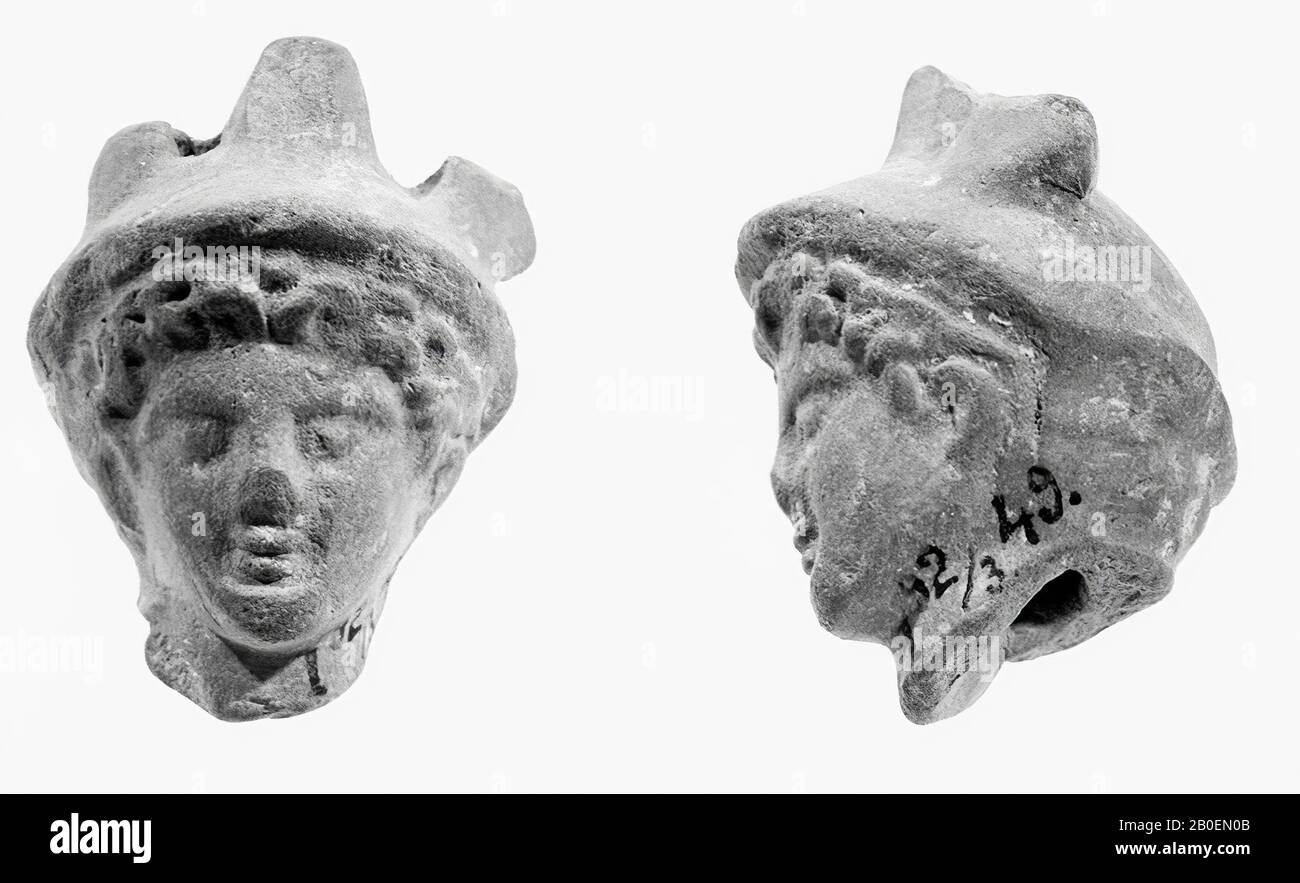 figurine, fragment, head, earthenware, terracotta, 3.8 cm, Roman 0 Stock Photo