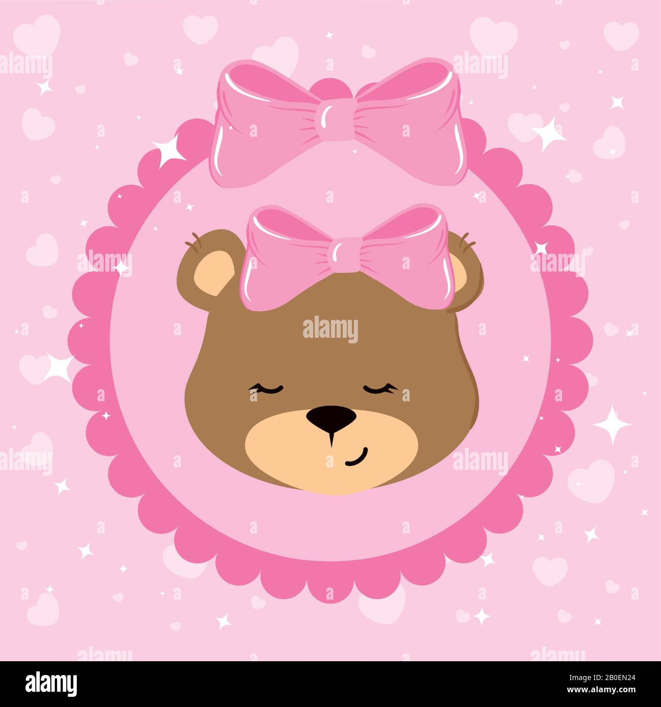 face of cute teddy bear female in lace frame Stock Vector Image & Art ...