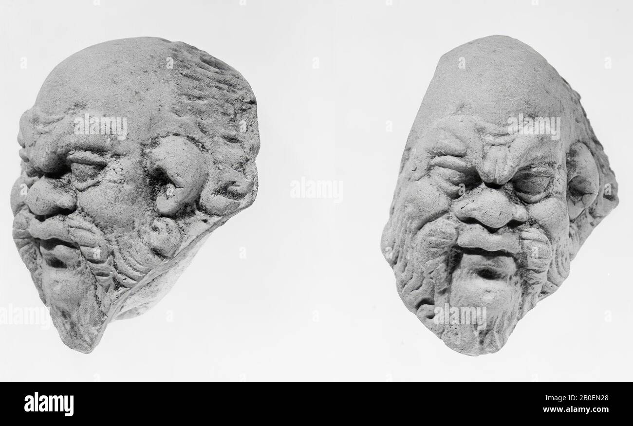 mask, earthenware, terracotta, 4.3 cm, hellenistic -330 Stock Photo