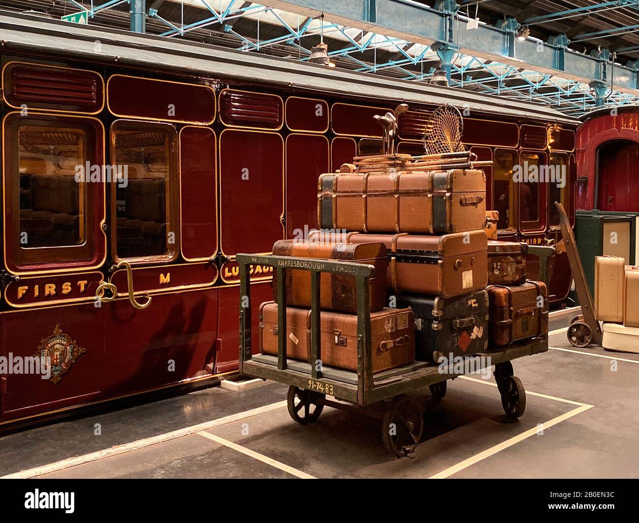 Vintage luggage cart on a station platform in the National Railway